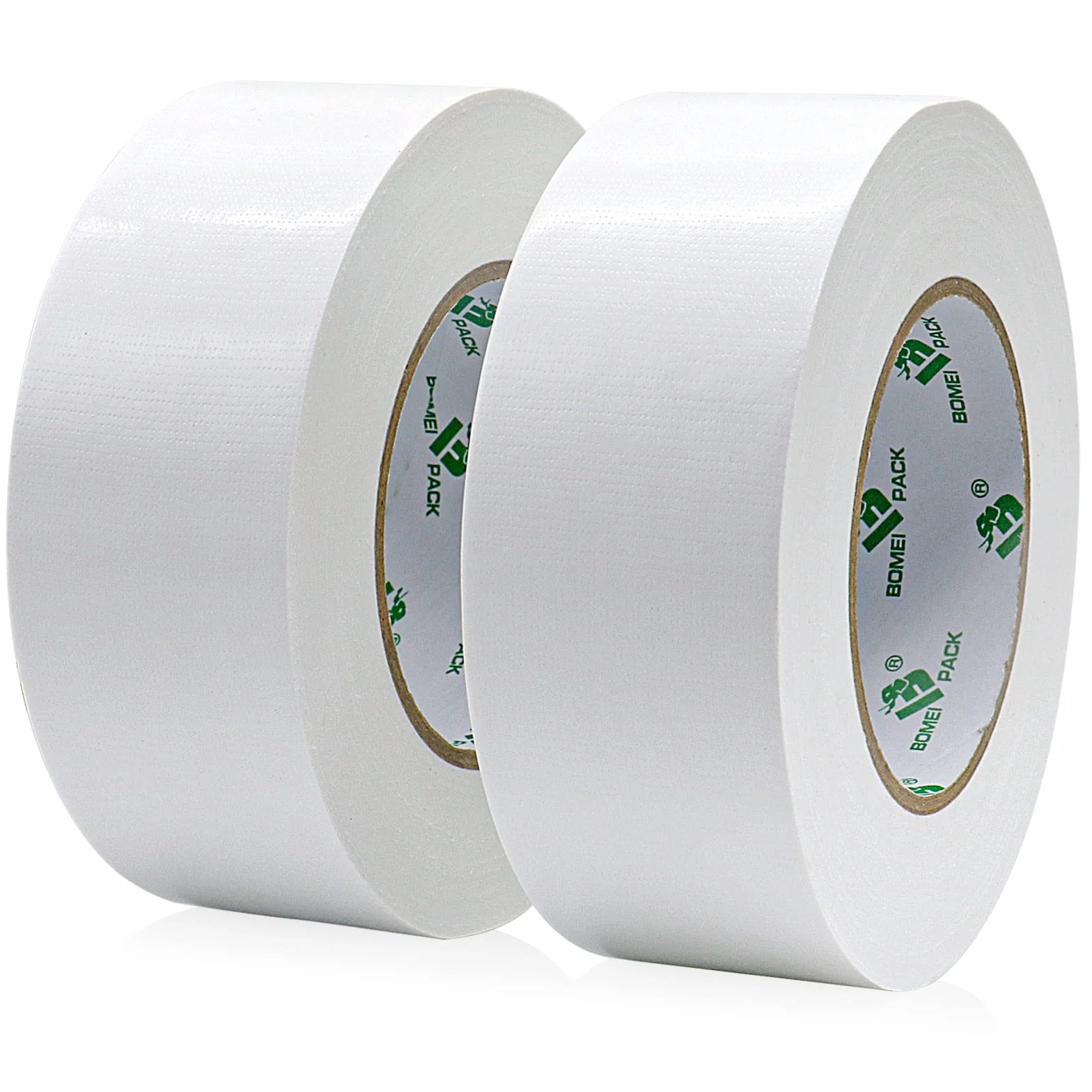 BOMEI PACK Cinta Americana Blanco de 50 mm x 50 m - Cinta de tela resistente, adhesiva e impermeable - Para reparar, fijar, agrupar, reforzar y sellar - 2 rollos