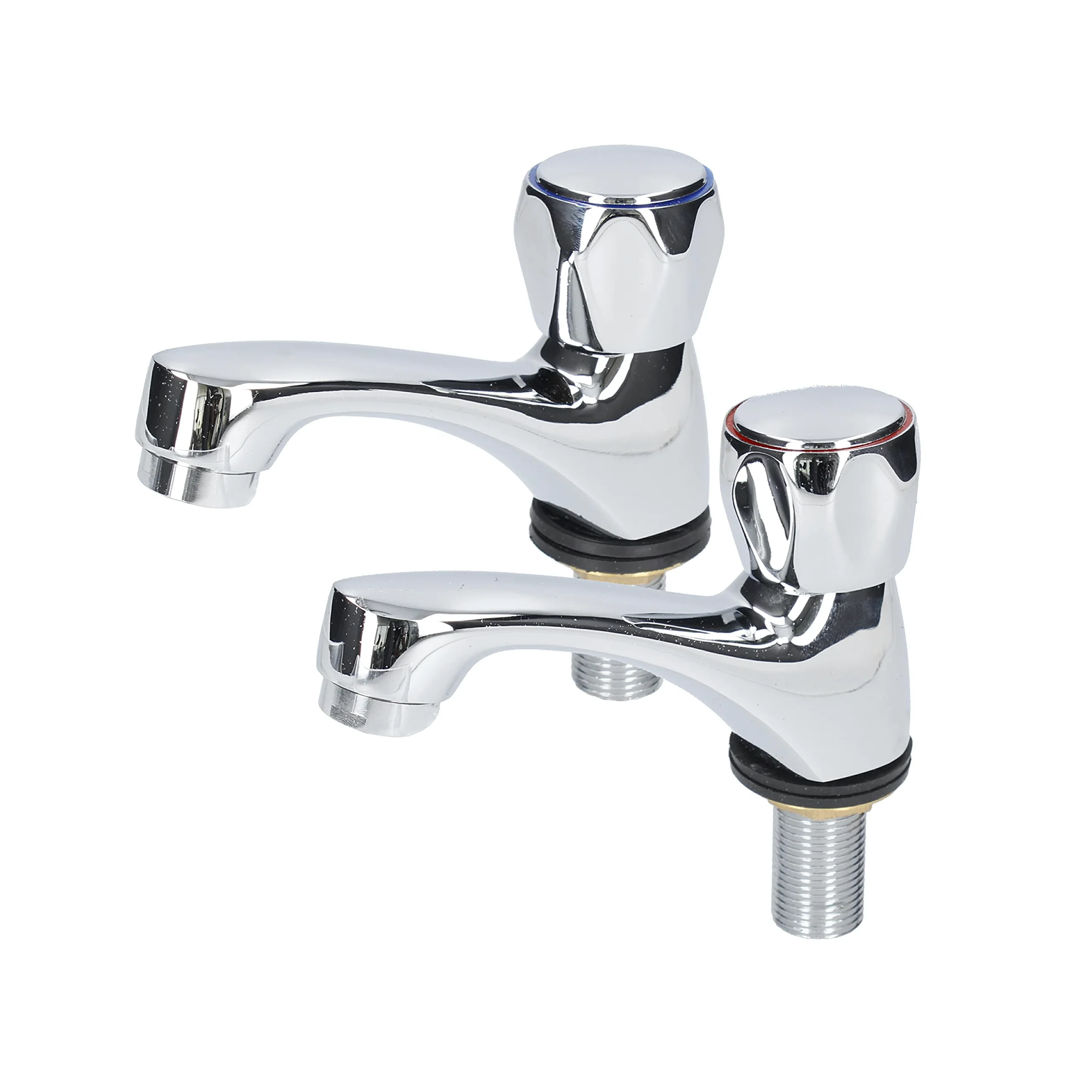 Fontastock URBEL FSKFGB004 Set de 2 grifos Individuales para Lavabo, Agua fría/Agua Caliente, Soportes de fijación, maneta de Zinc y Cuerpo de latón