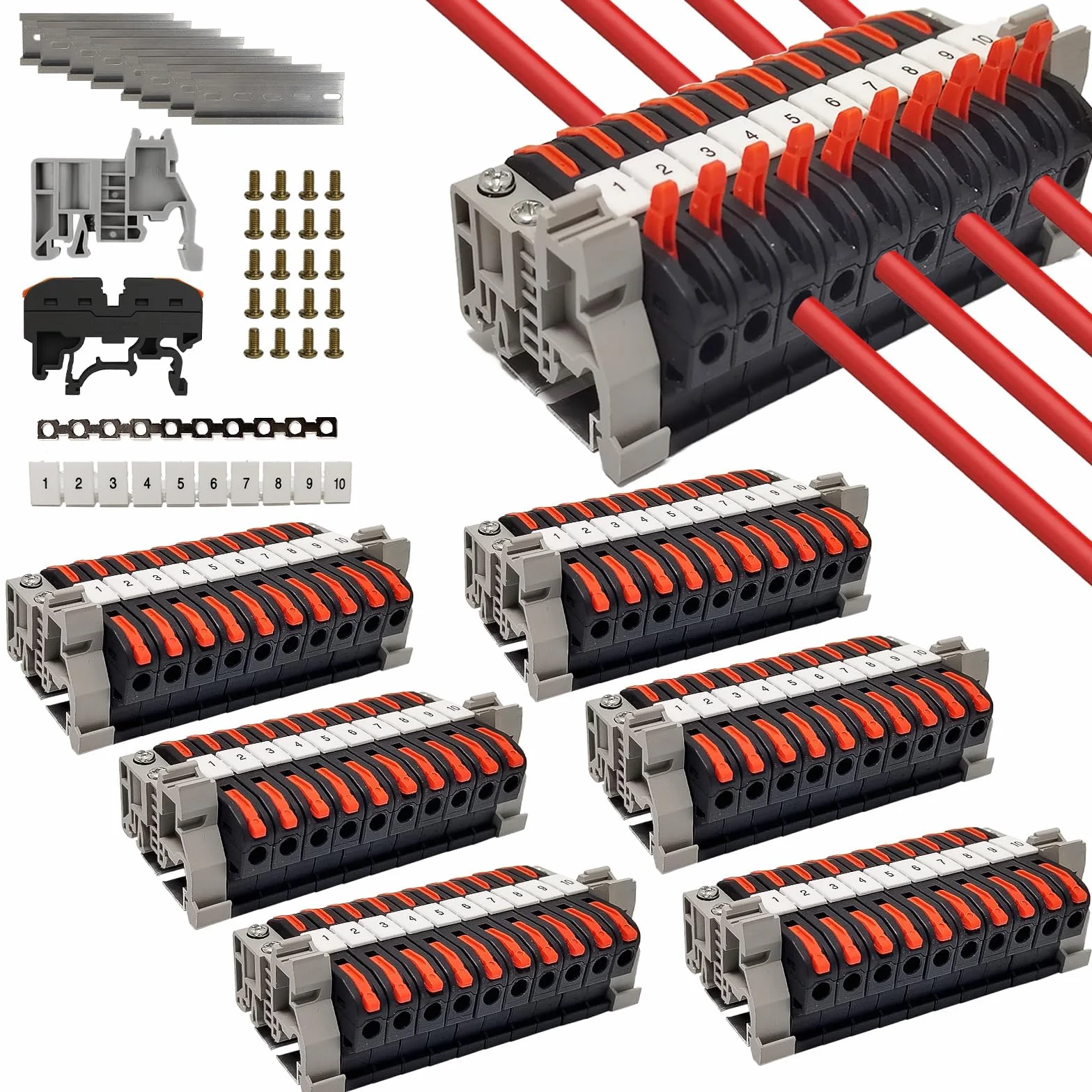60 Piezas Conectores Electricos Rapidos Carril Din, Empalmes Cables Electricos, PCT-211 Bornas de Conexion Electrica, Terminales Electricos, Clemas Electricas Rapidas, para Cableado Rápido