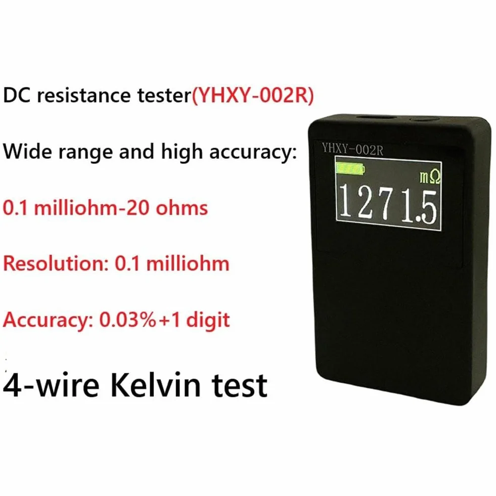 Miliohmímetro CC Probador de Resistencia Kelvin 4 Cables 0.0001-20 Ohmios LCD