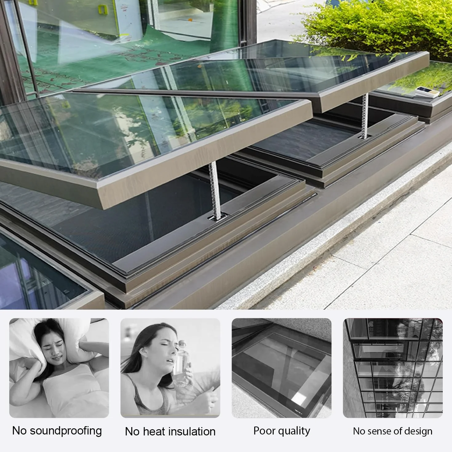 Ventana de Techo Con Salida Eléctrica Inteligente, Claraboya de Techo para El Hogar con Control Remoto, Ventana de Pozo de Iluminación Subterránea, Sensor de Lluvia para Ático/solárium/sótano/ático(Lx