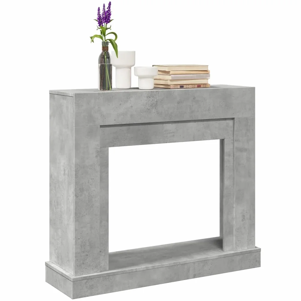 vidaXL Borde de Chimenea Madera ingeniería Gris hormigón 100x30x87,5cm, Envolvente de Chimenea, repisa de Chimenea, repisa de Chimenea