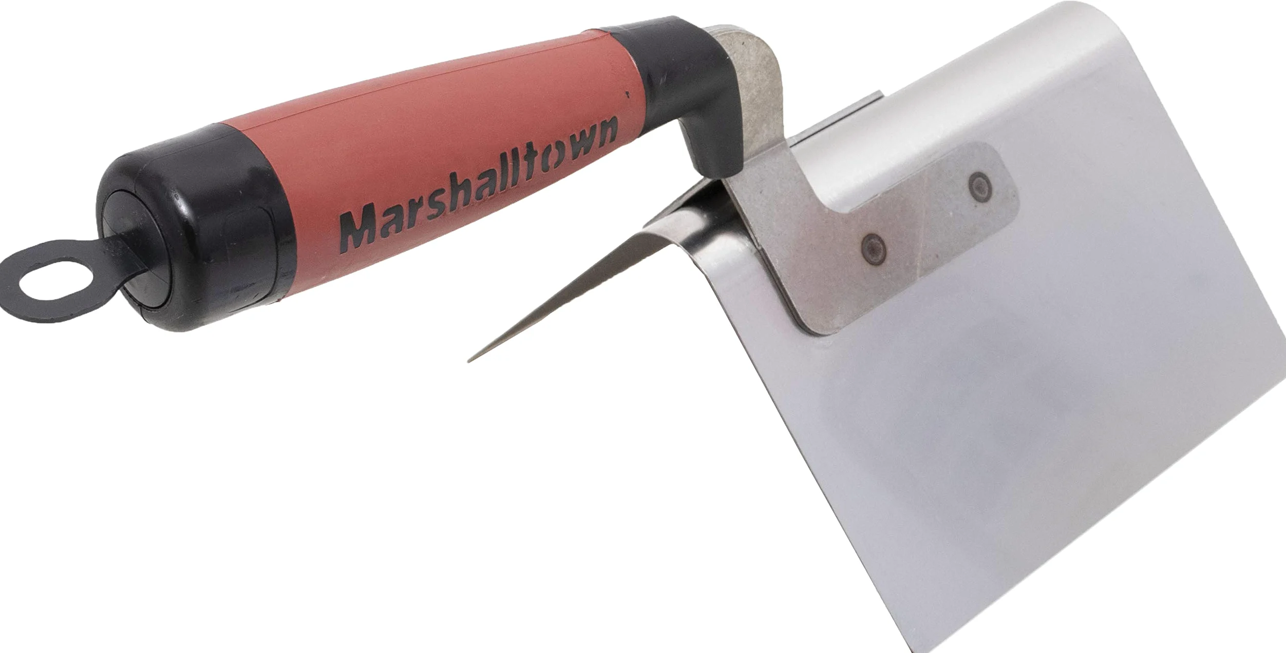 Llana Bullnose de esquina exterior de Marshalltown con mango DuraSoft, llana de acero inoxidable, para yeseros y revocadores, dimensiones: 127x89 mm