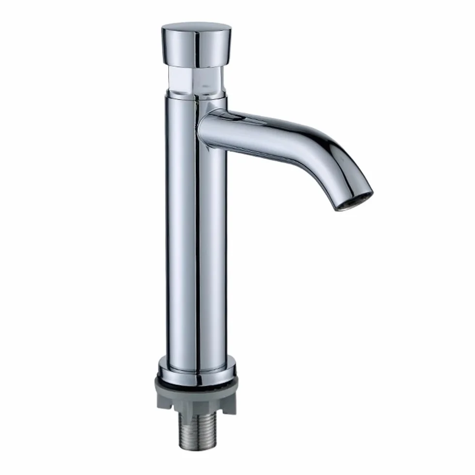 Grifo ahorrador de agua plateado dosificador cierre automático temporizador público botón cocina baño hotel