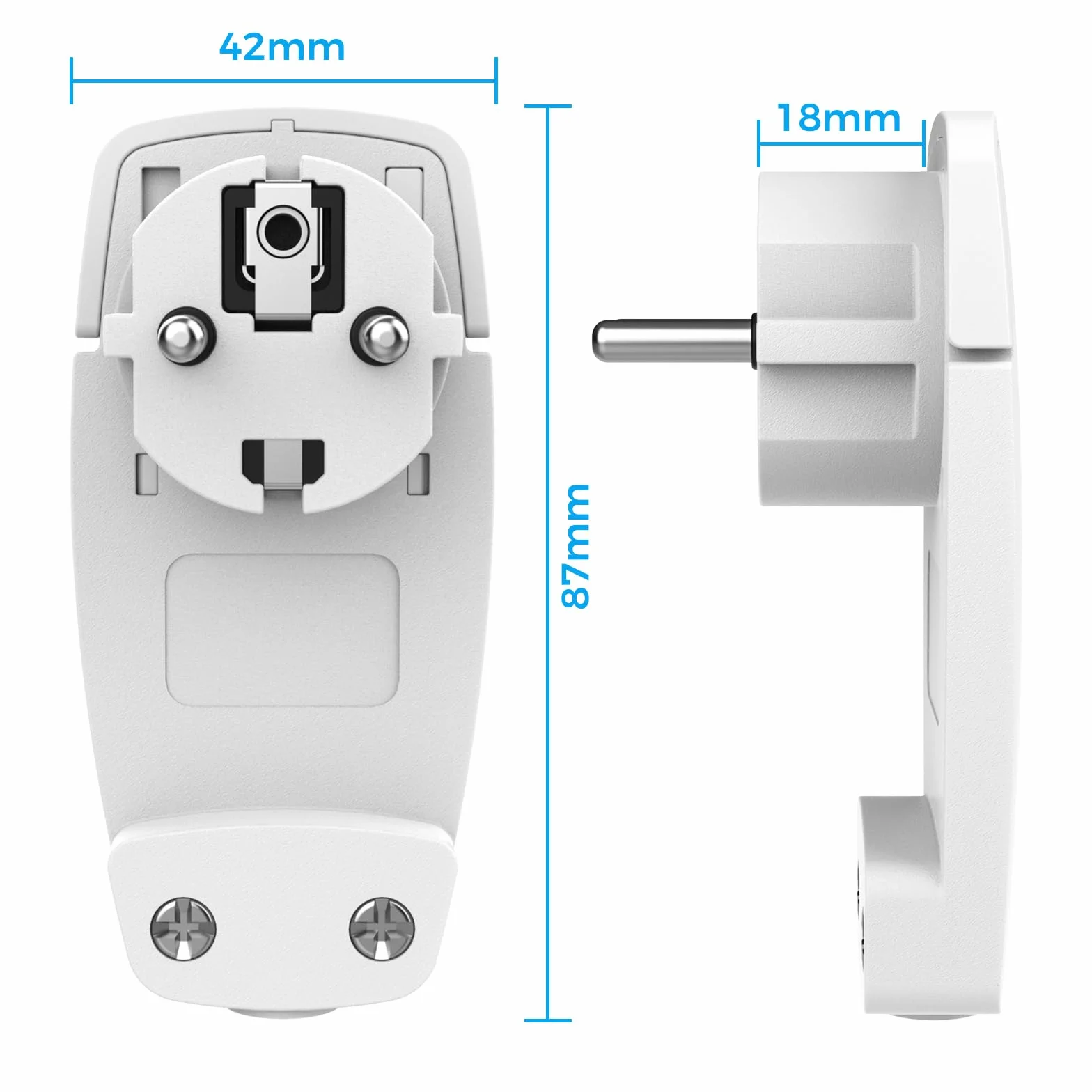 Enchufe Plano 2 Piezas Blanco Schuko IP20 250V 16A 1,5 mm²