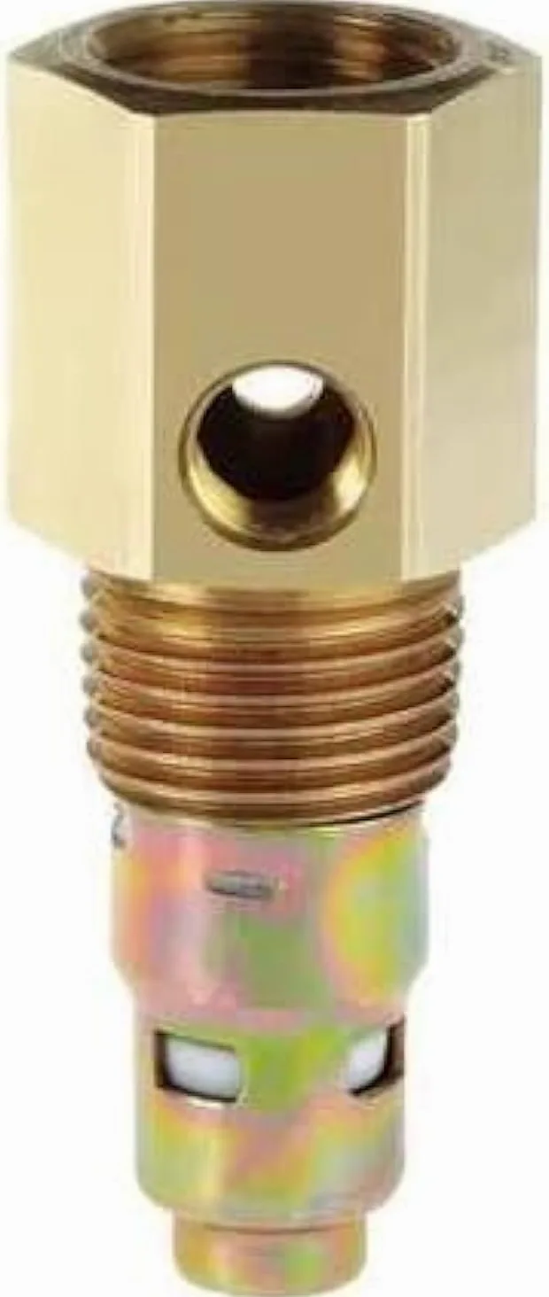 American Made Brass Válvula de retención de repuesto en tanque para Ingersoll Rand 56269590. Entrada superior invertida de 1/2 pulgada, salida MNPT de 1/2 pulgada, doble roscado con un FNPT de 1/8