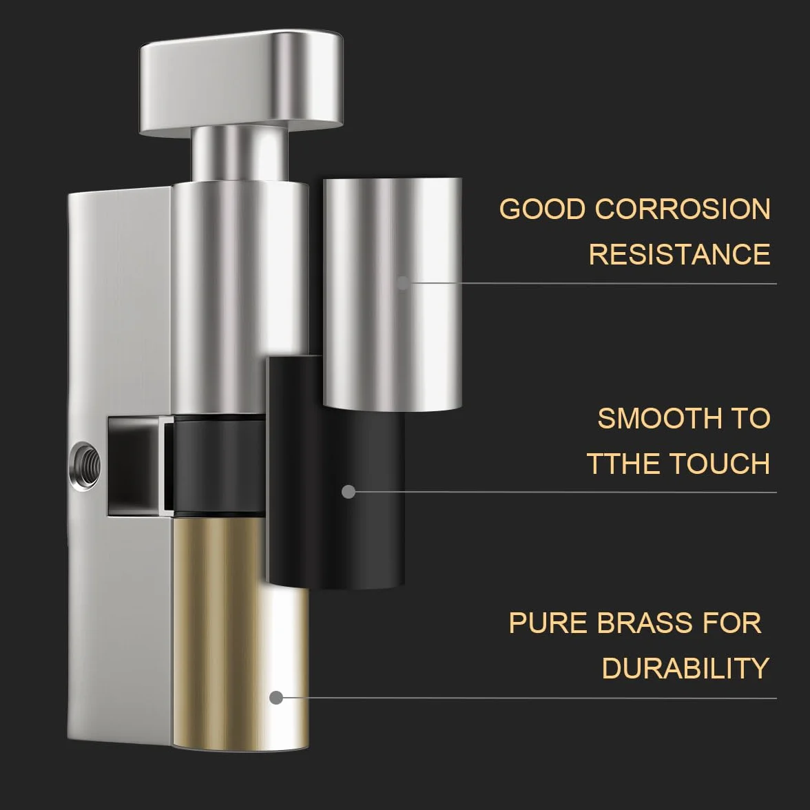 Bwintech 2 pieza 35T/35mm Euro Latón Cilindro, 70mm Thumbturn/Key Barrel Lock con 10 llaves horizontales de latón, tiene antirrobo, antiperforación, antigolpes, antigolpes, níquel satinado