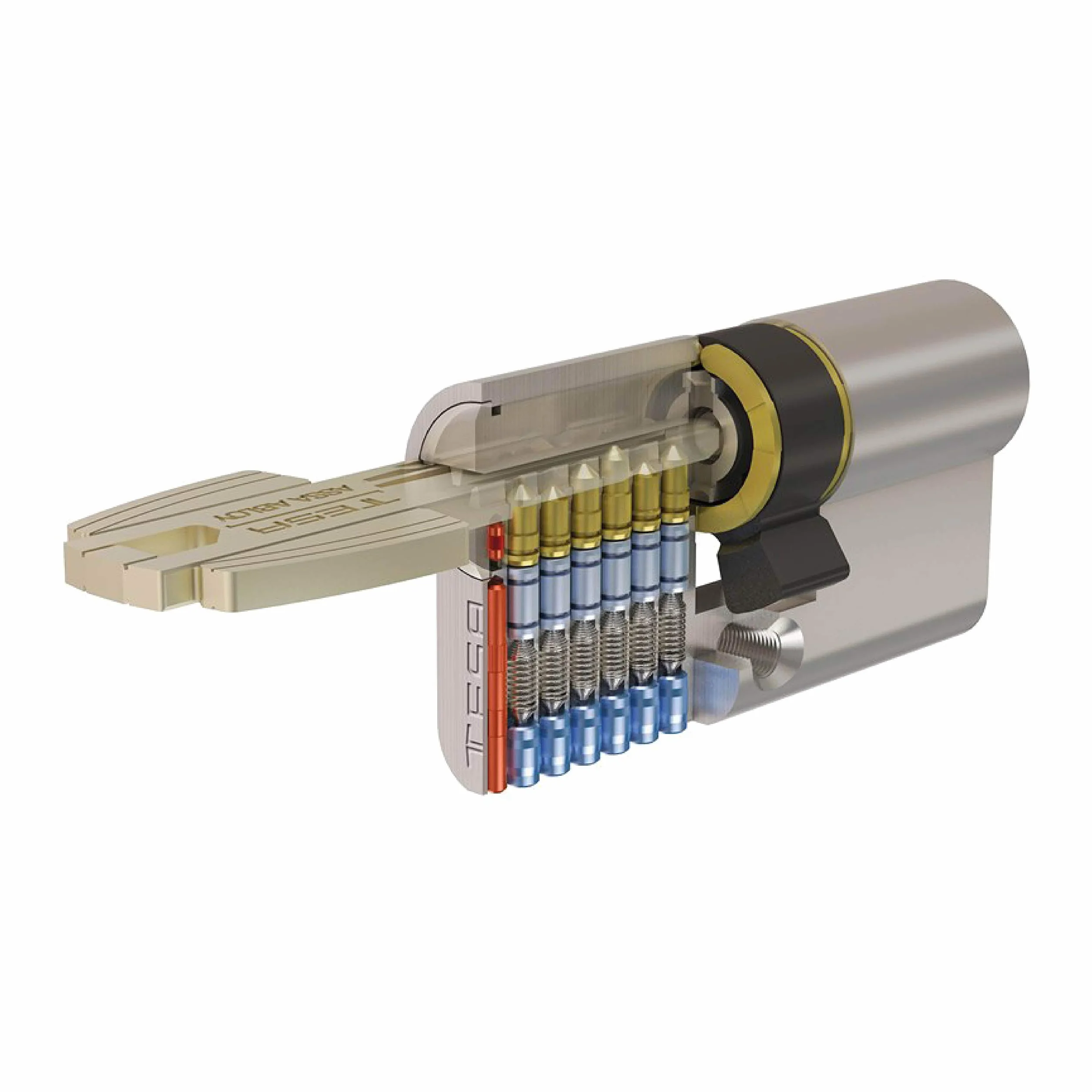 TESA T6353030N: Cilindro europeo T60, 30 x 30 mm, acabado niquelado, compatible con cerraduras de perfil europeo, uso residencial y comercial, instalación sencilla, sustitución y obra nueva