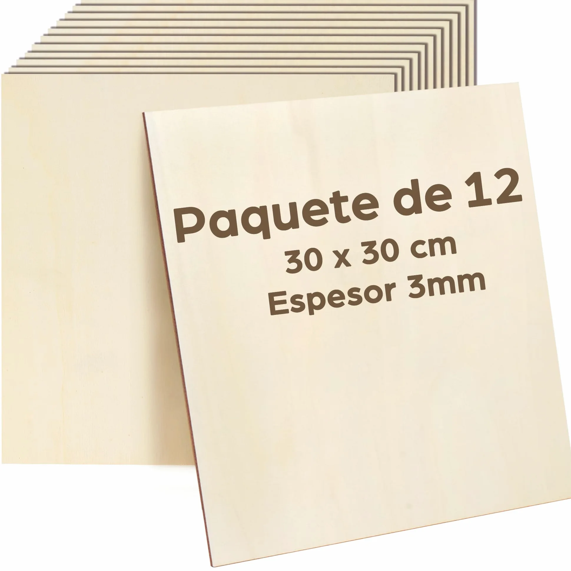 LotFancy Madera Contrachapada de 3 mm, 30 x 30 cm, 12 Piezas Paneles Finos de Bricolaje Cortados con Láser, Láminas de Madera Contrachapada, Manualidades, Kits de Construcción, Modelismo