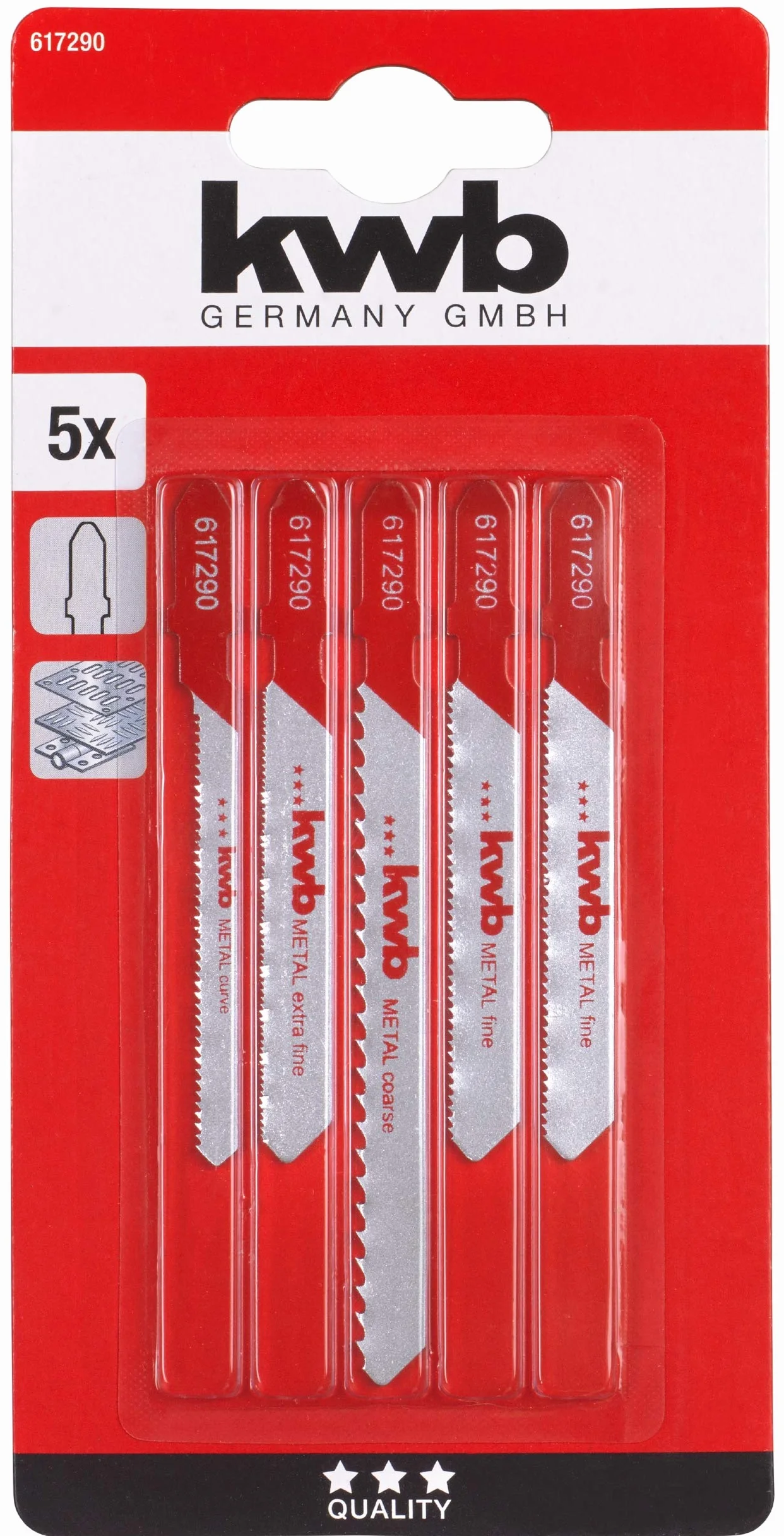 kwb Juego 5 hojas sierra calar metal HSS T S-20