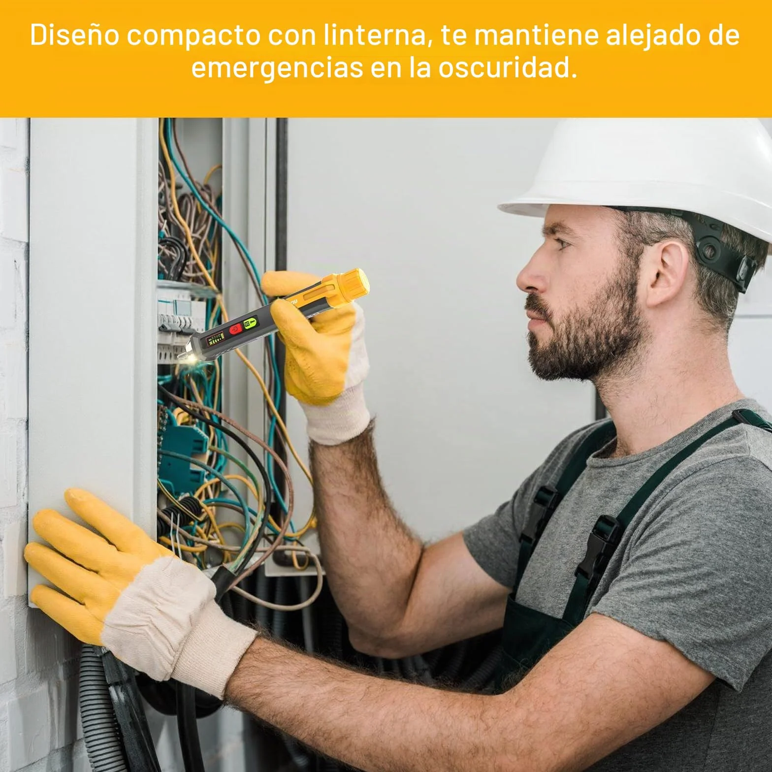 SURFOU Detector de Voltaje sin Contacto AC 12V-1000V NCV Linterna LED Alarma Sonora para Electricistas