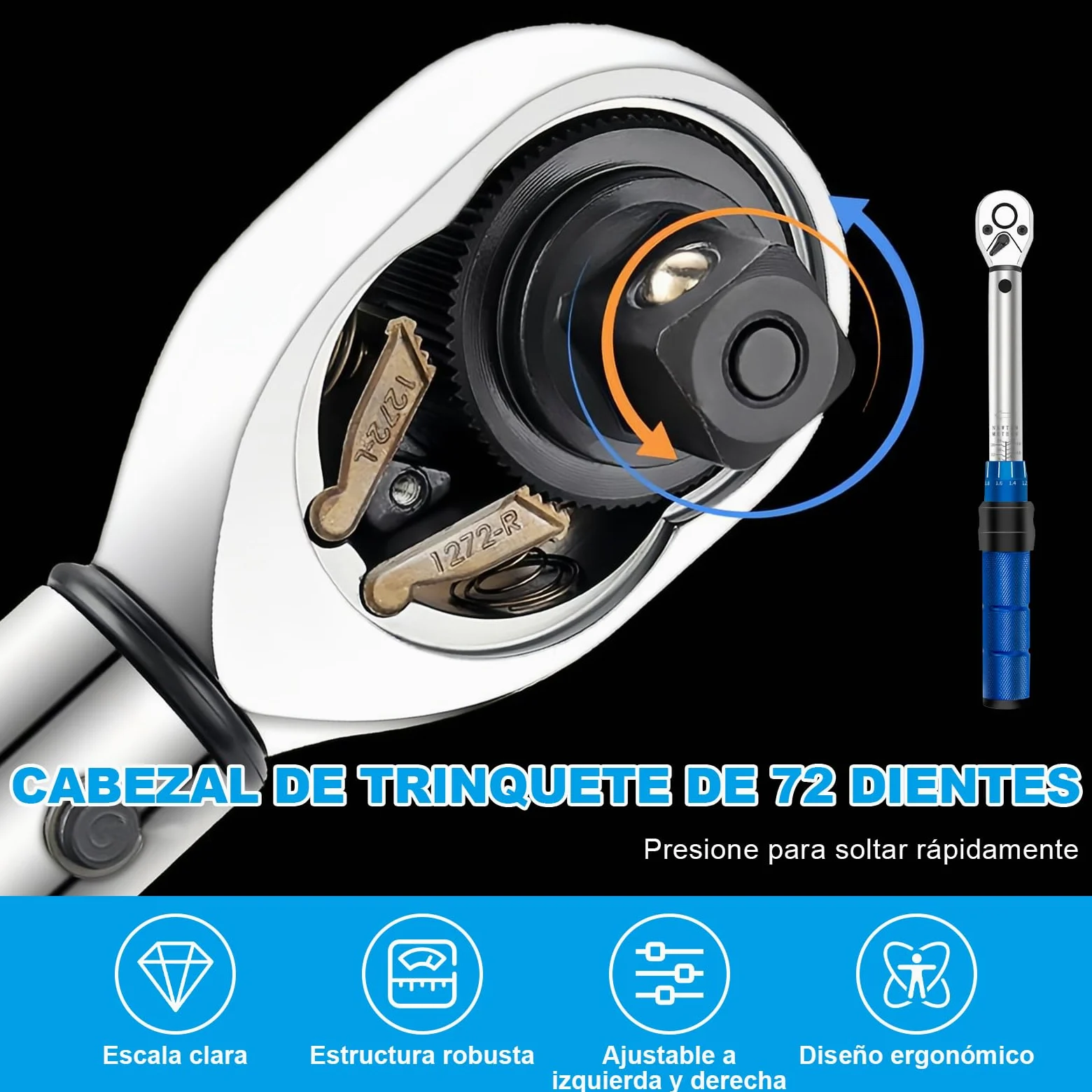 15 Piezas Llave Dinamometrica 1/4'' 2-24 Nm, Llave Dinamométrica Bicicleta Doble Dirección, Precisión de Error ±3%, Ajustable 72 Dientes con Broca y Varilla de Extensión para Bicicleta, Moto
