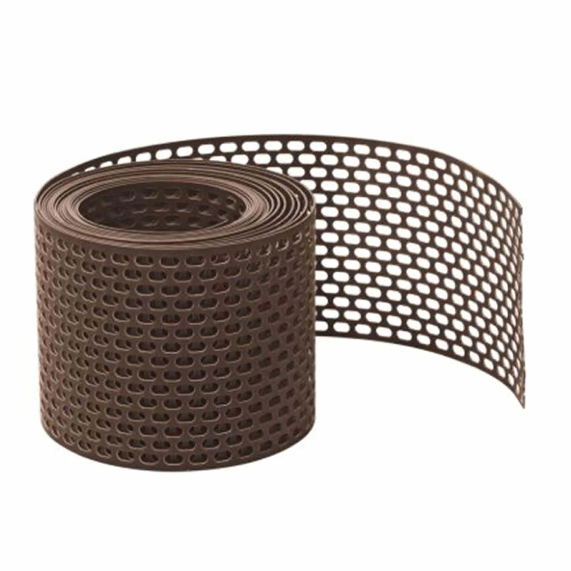 Rejilla de protección contra pájaros 5m x 80mm, 1 rollo Rejilla de alero marrón de PVC, cinta de ventilación para una ventilación óptima de la fachada y el tejado