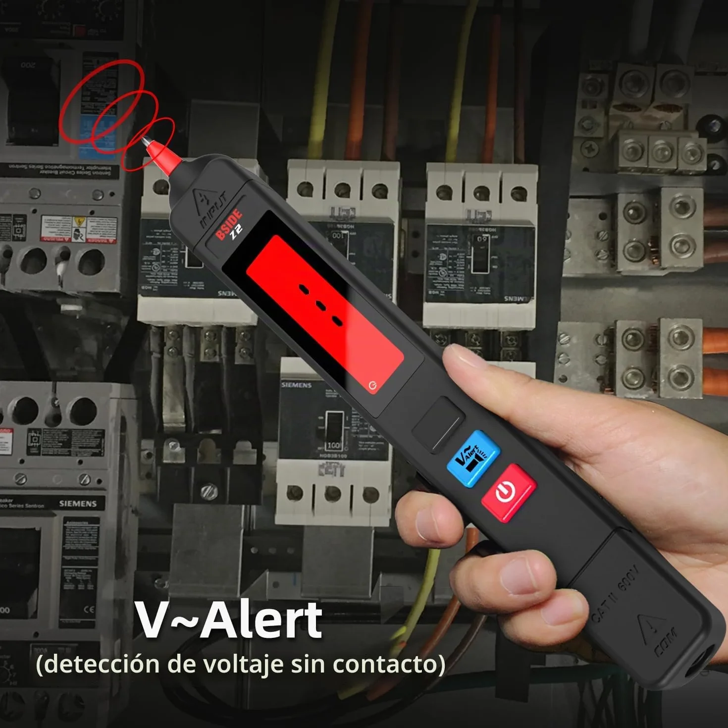 BSIDE Z2 Detector de Electricidad Sin Contacto Bolígrafo Probador de Voltaje AC 12-300V con Zumbador y Alarma Visual Medidor de Fugas Electricas Unipolar con Linterna y Batería para Casa