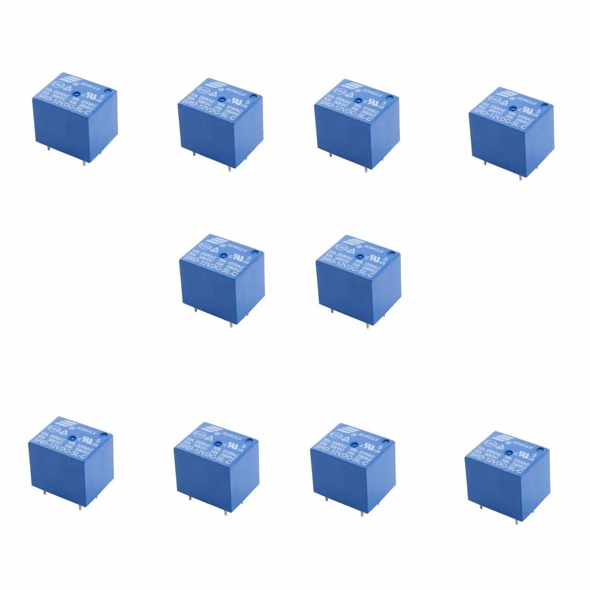 10 Unidades Relé SRD-12VDC-SL-C Relé Miniatura SPDT Para Soldar PCB