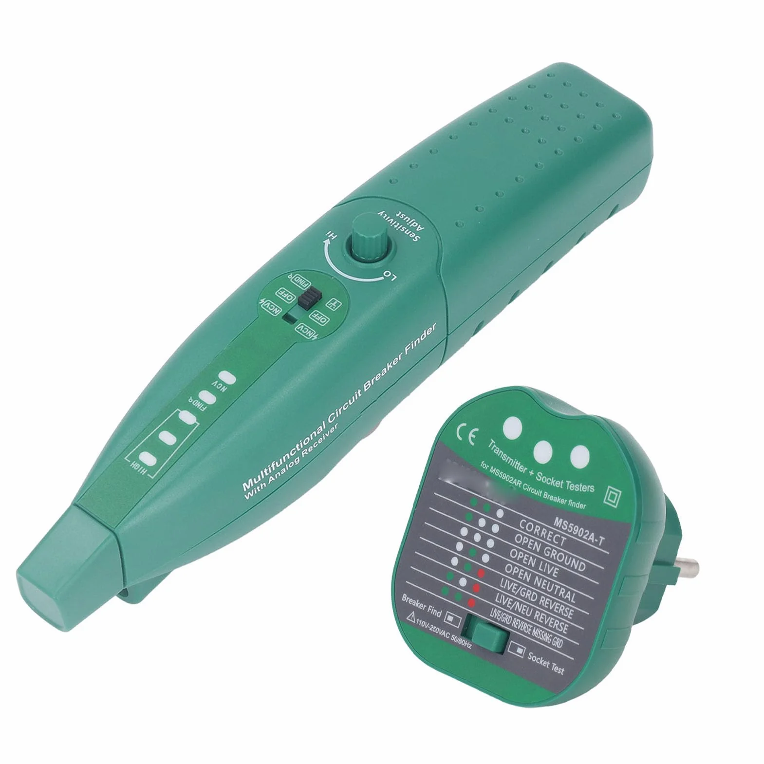 Buscador Automático de Circuitos, Probador de Enchufes Eléctricos, Probador de Enchufes con Interruptor de Aire con 3 Luces Indicadoras para Oficina, Hogar, Fábrica