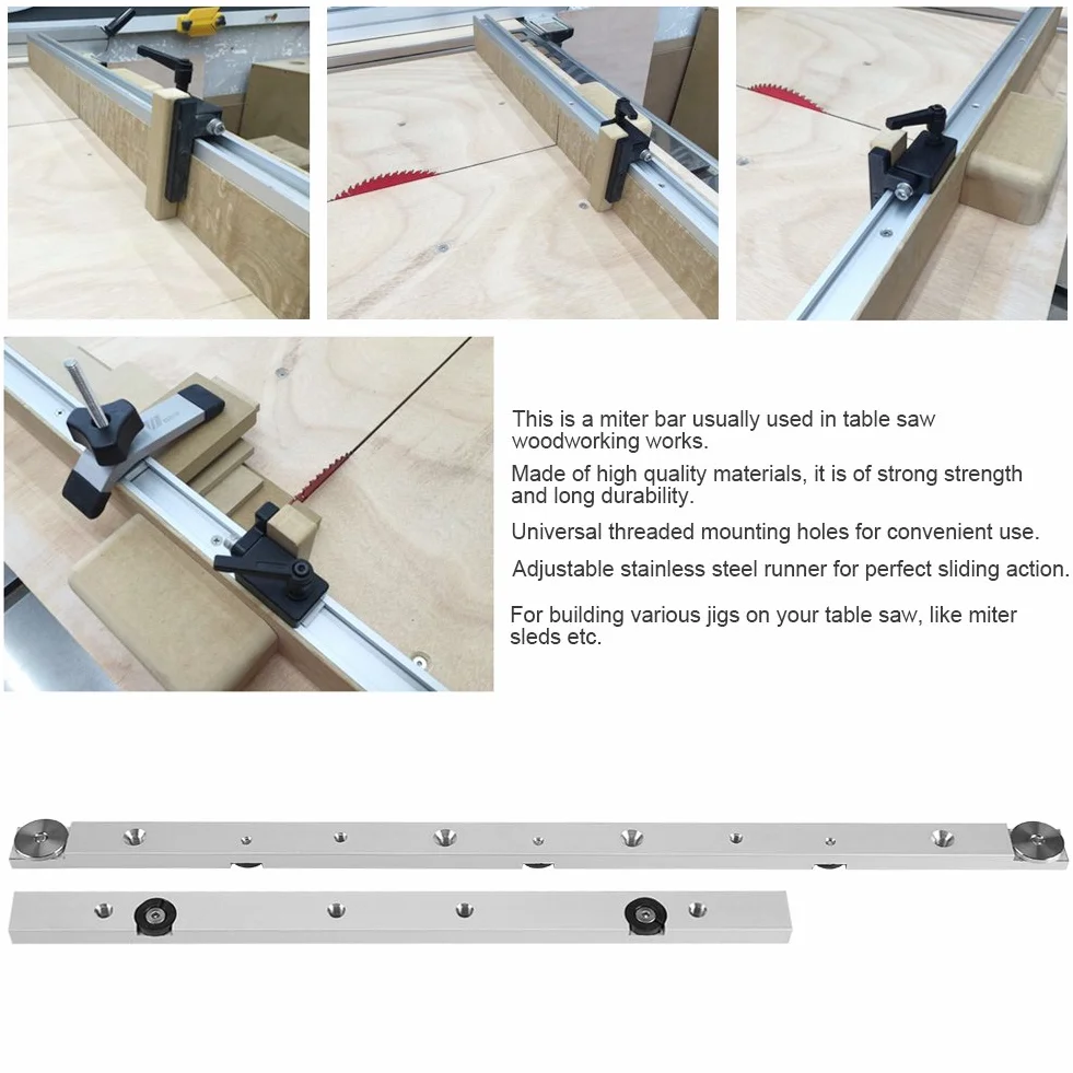 Fdit Barra de Inglete de Aleación de Aluminio Barra de Inglete Barra de Calibre Bar Sierra Herramienta de Trabajo de Madera de Varilla(450mm)