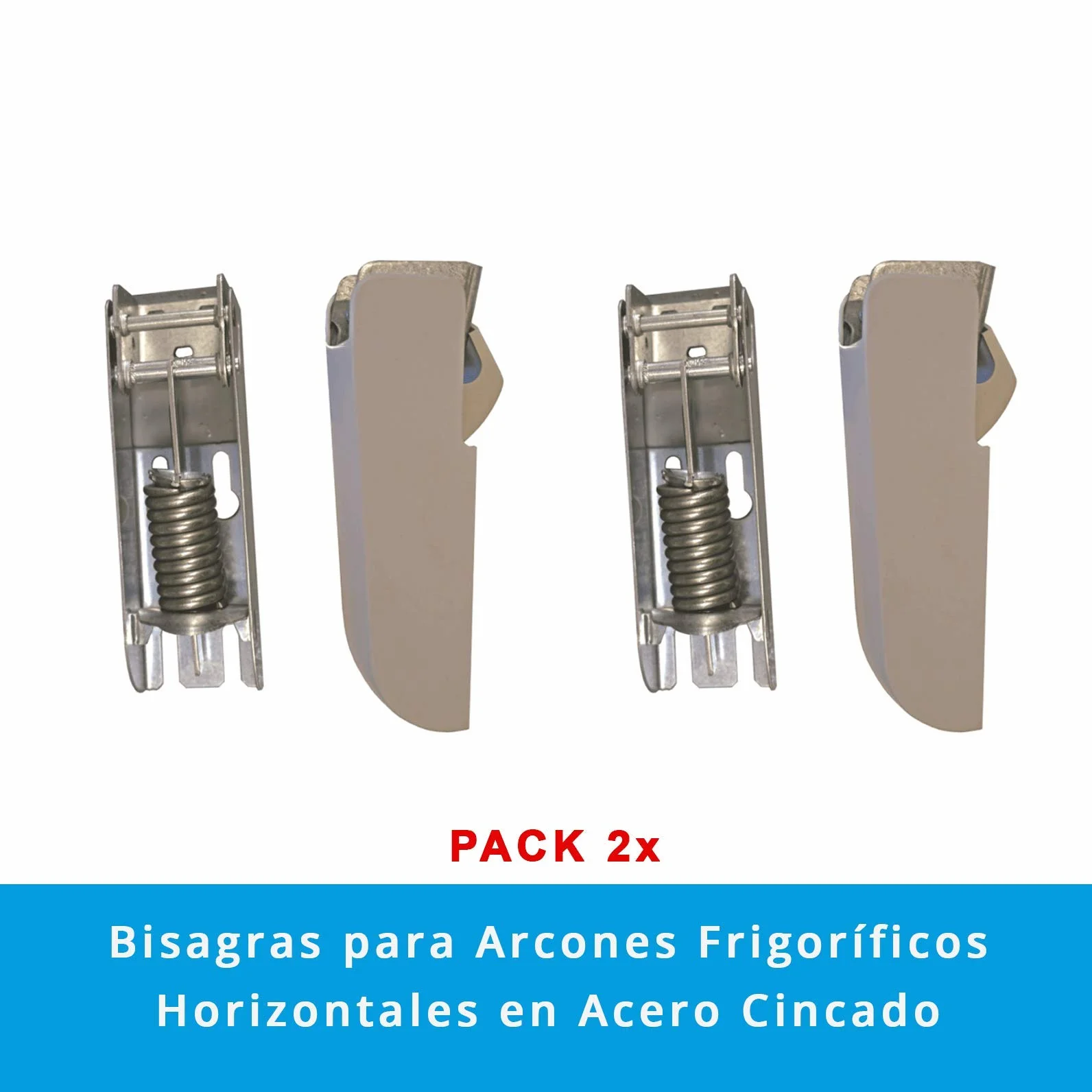 Bisagras con Muelle de 4,5 mm en Acero Cincado para Puerta tipo Arcón o Cofre Congelados Pack 2