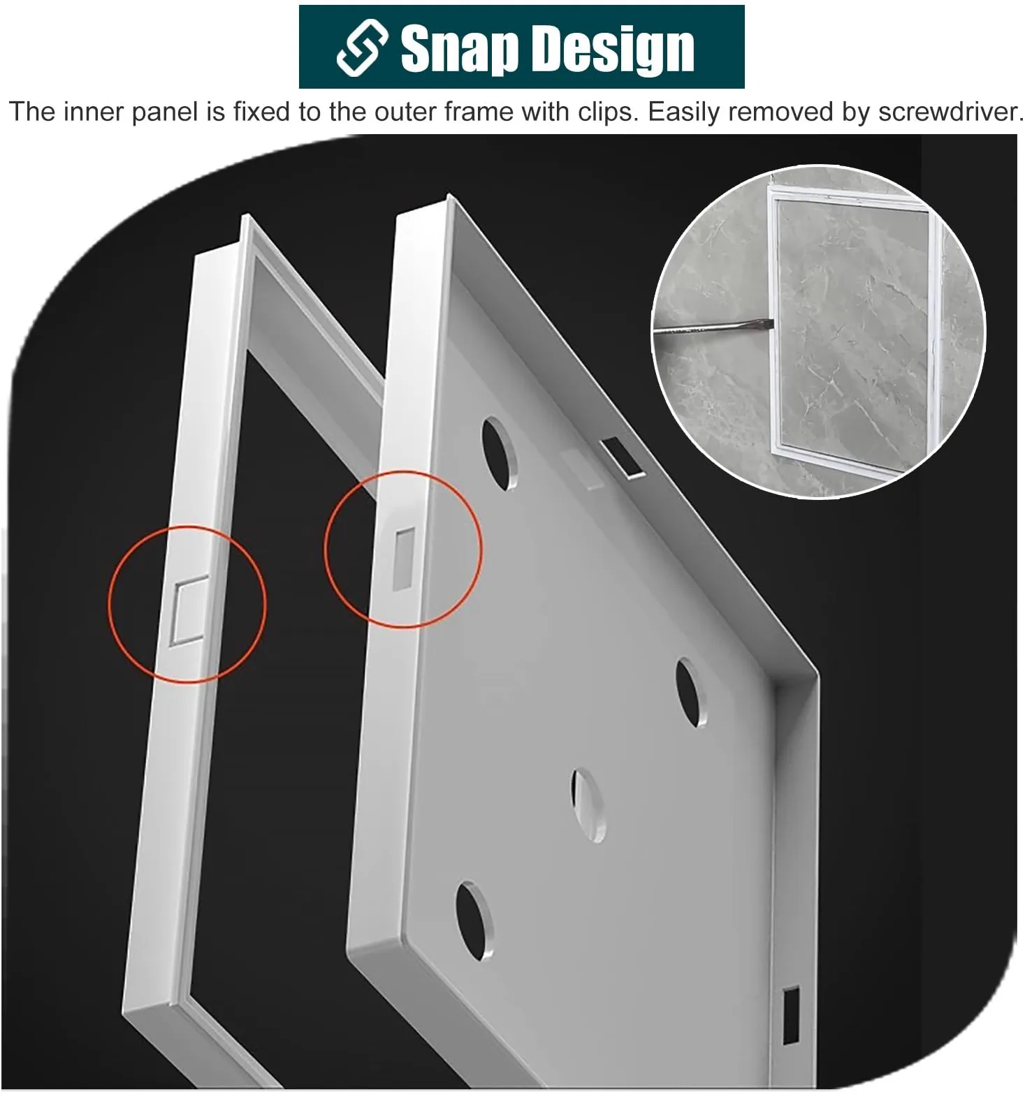 ZIMGOD Puerta de Inspección Panel de Acceso Alicatable Montaje Empotrado, Puerta de Acceso A Presión, Puerta de Inspección Impermeable para Baño/bañera(White,15x15cm (5 7/8" x5 7/8"))