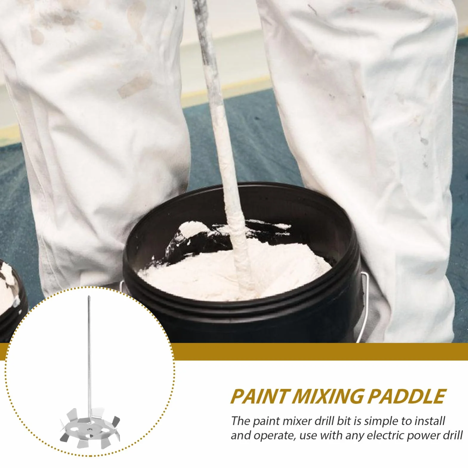 iplusmile Accesorio de Taladro Mezclador de Pintura y Barro Varilla Mezcladora de Herramienta Multi Función para Pintura Compatible con Taladros Eléctricos