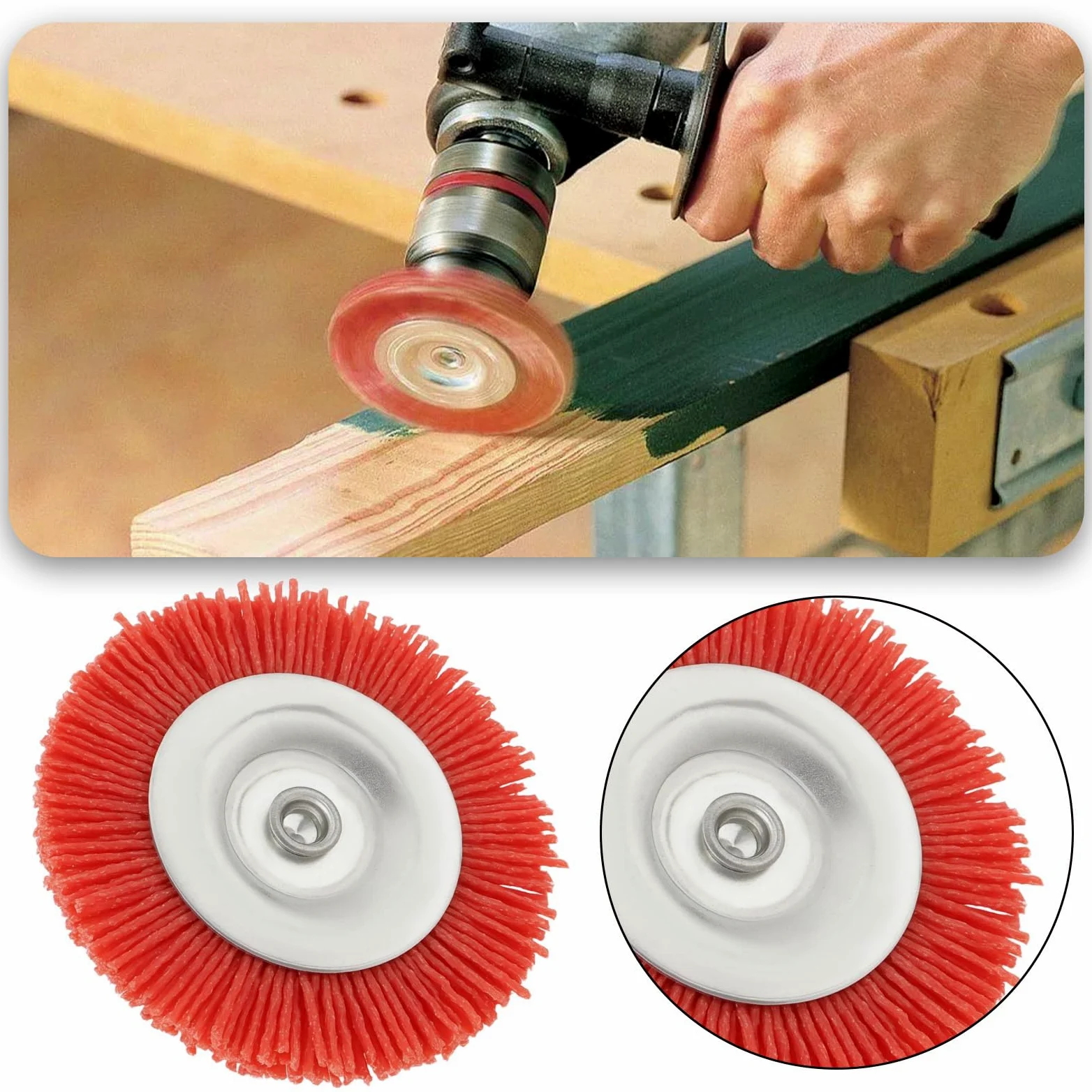 EMSea 2pcs Cepillos de Rueda de Nailon Abrasivos de 75mm Cepillo Redondo de Nailon de 6mm Cepillo de Copa de Nailon 80# para Eliminar óxido Corrosión Pintura Y Rebabas de Metal Madera