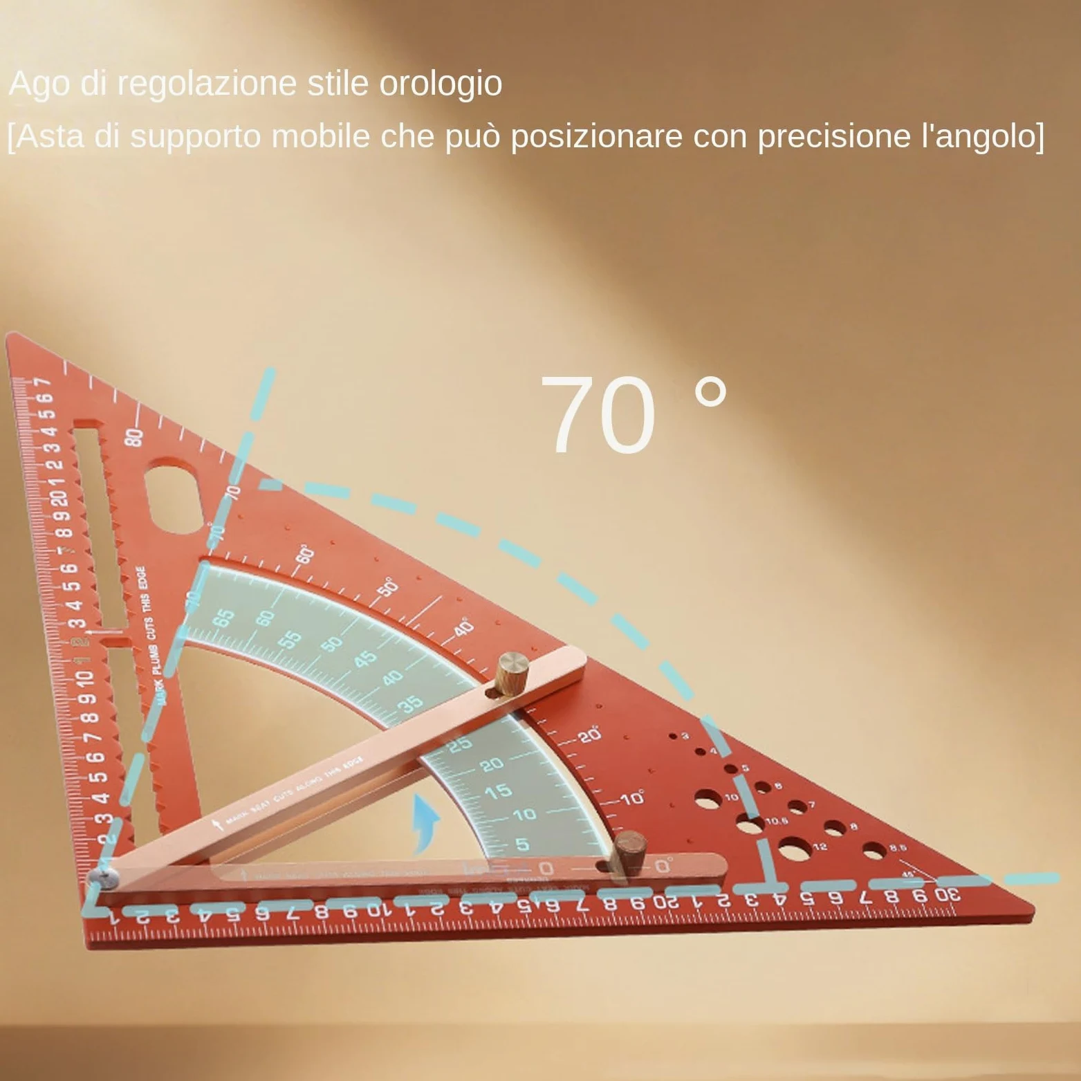 Escuadra de Carpintería Regla Triangular de Aluminio Ergonomica para | Escuadra De Carpintero Con Transportador De Ángulos para Profesionales, Aficionados y Constructores