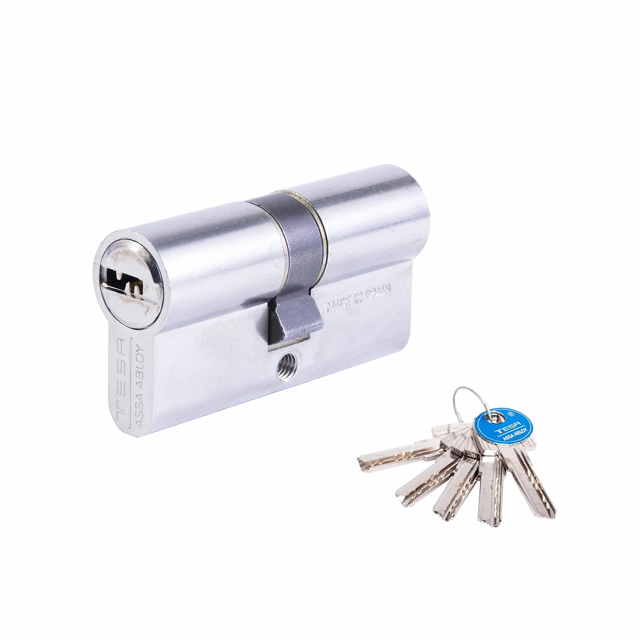 TESA T6353030N: Cilindro europeo T60, 30 x 30 mm, acabado niquelado, compatible con cerraduras de perfil europeo, uso residencial y comercial, instalación sencilla, sustitución y obra nueva