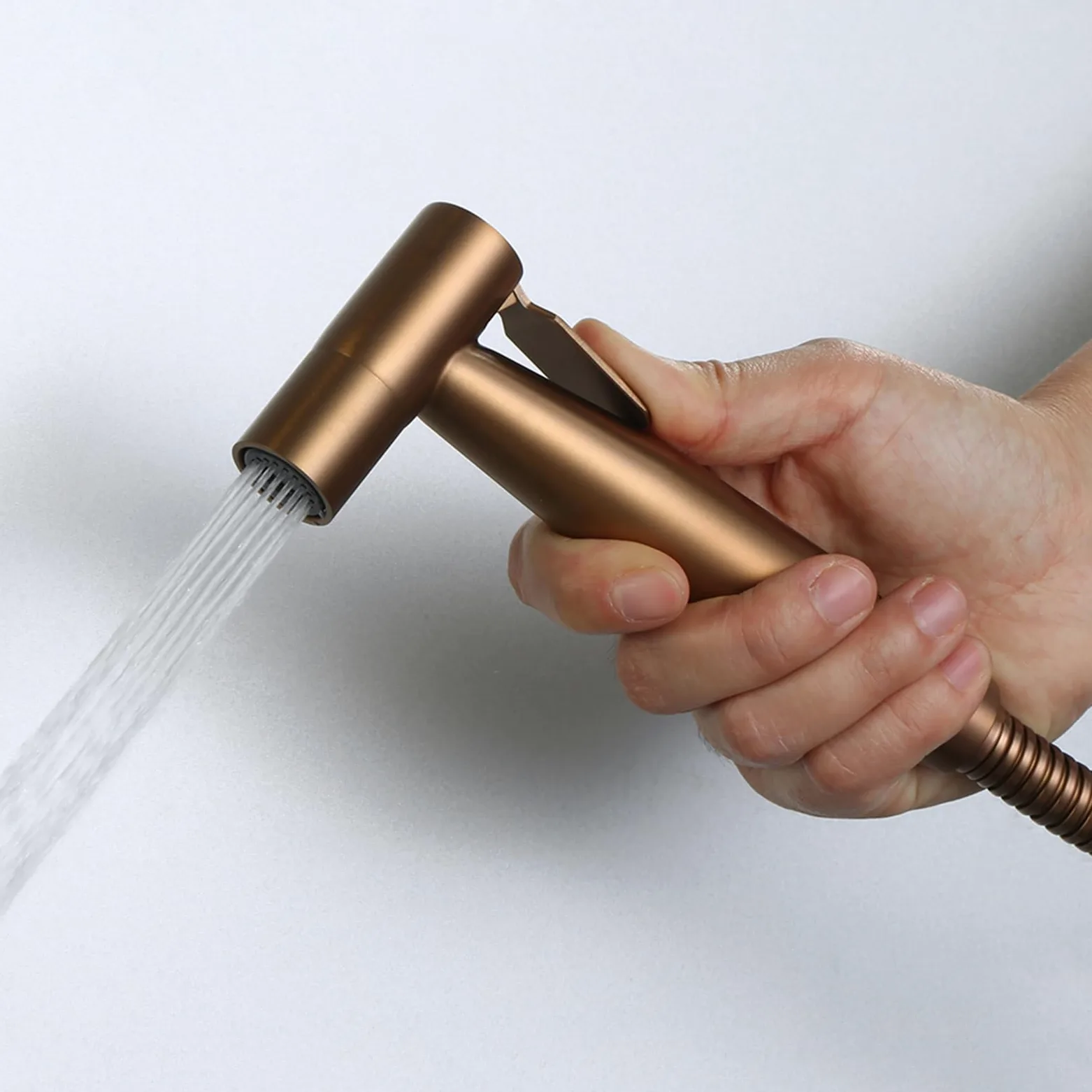 Pulverizador de Bidé de Mano Kit Bidet de Mano para Wc de Pared con Manguera de Ducha de 1,2 M Oro Rosa Cepillado