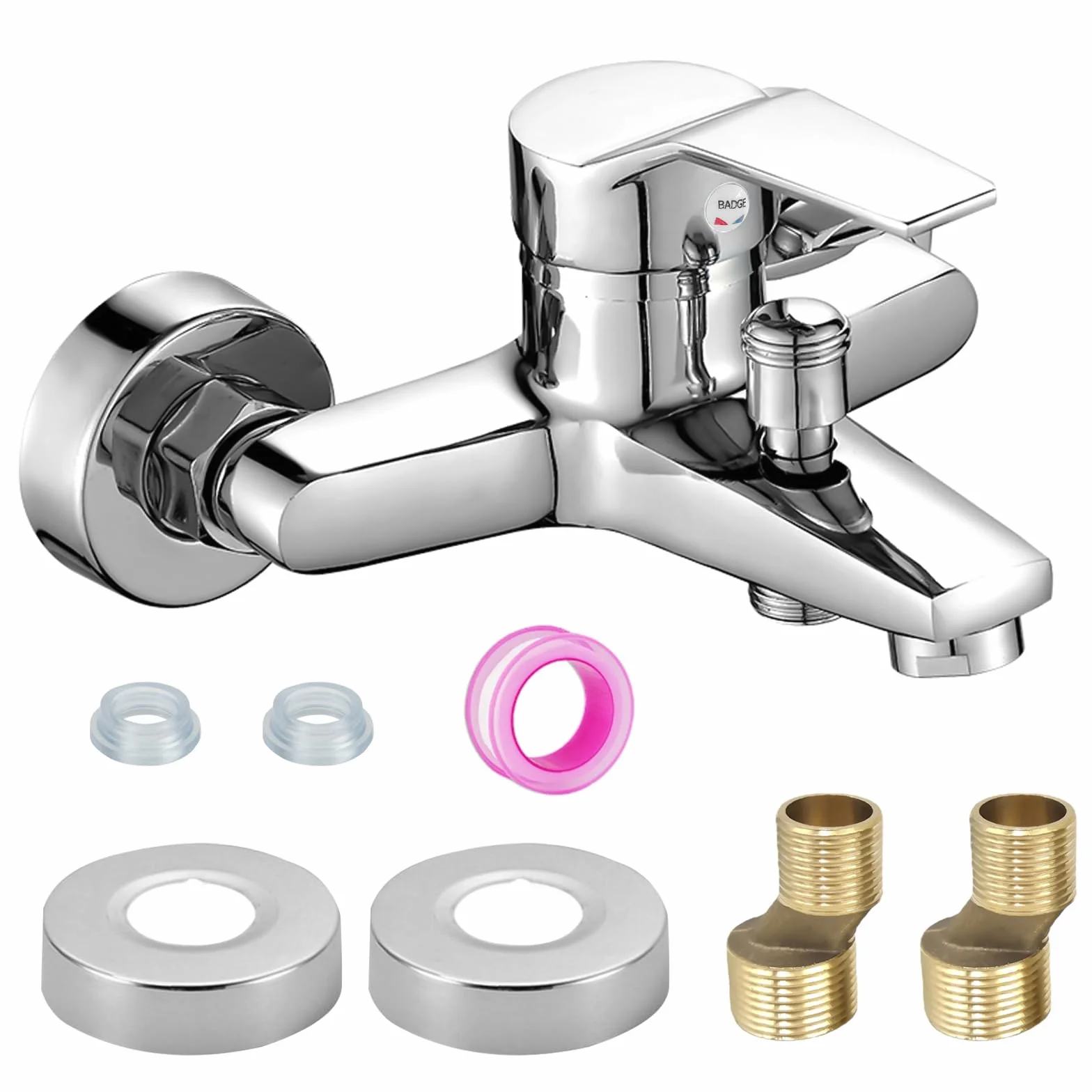 Bocguy Grifo mezclador para bañera, grifo de bañera, grifo de ducha, grifo monomando, salida de ducha para bañera y ducha, cartucho de cerámica cromado
