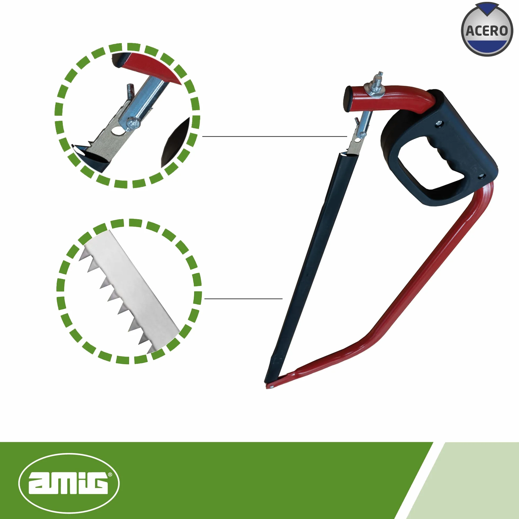 Amig Arco Tronzador Hoja de Sierra Recta de Acero 610 mm Dentado Universal para Madera Seca