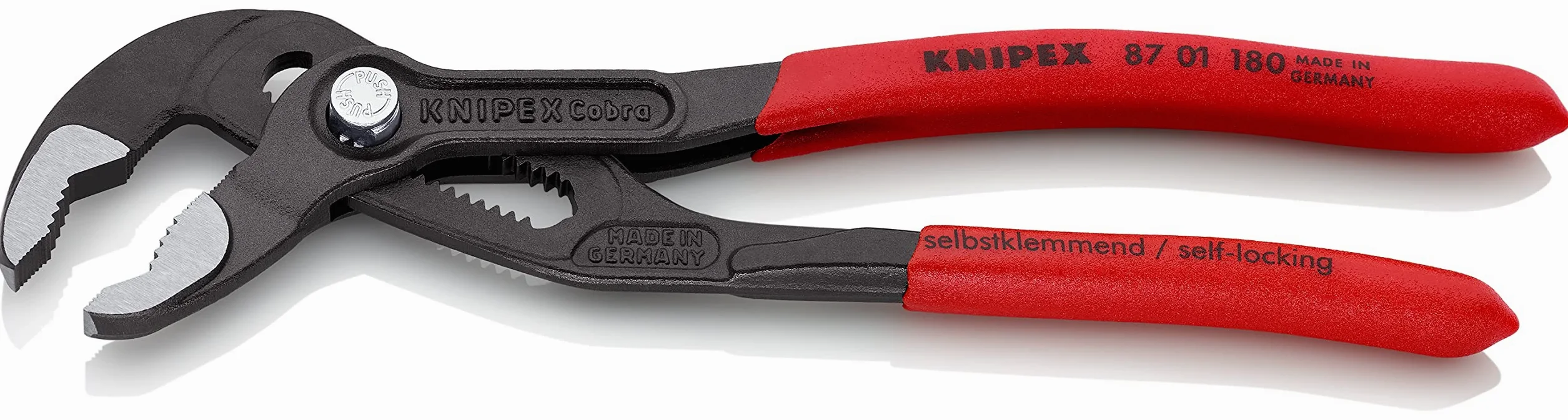 KNIPEX Cobra Tenaza de agarre pico loro Mangos plasticos por inmersión antideslizantes 180 mm, 87 01 180