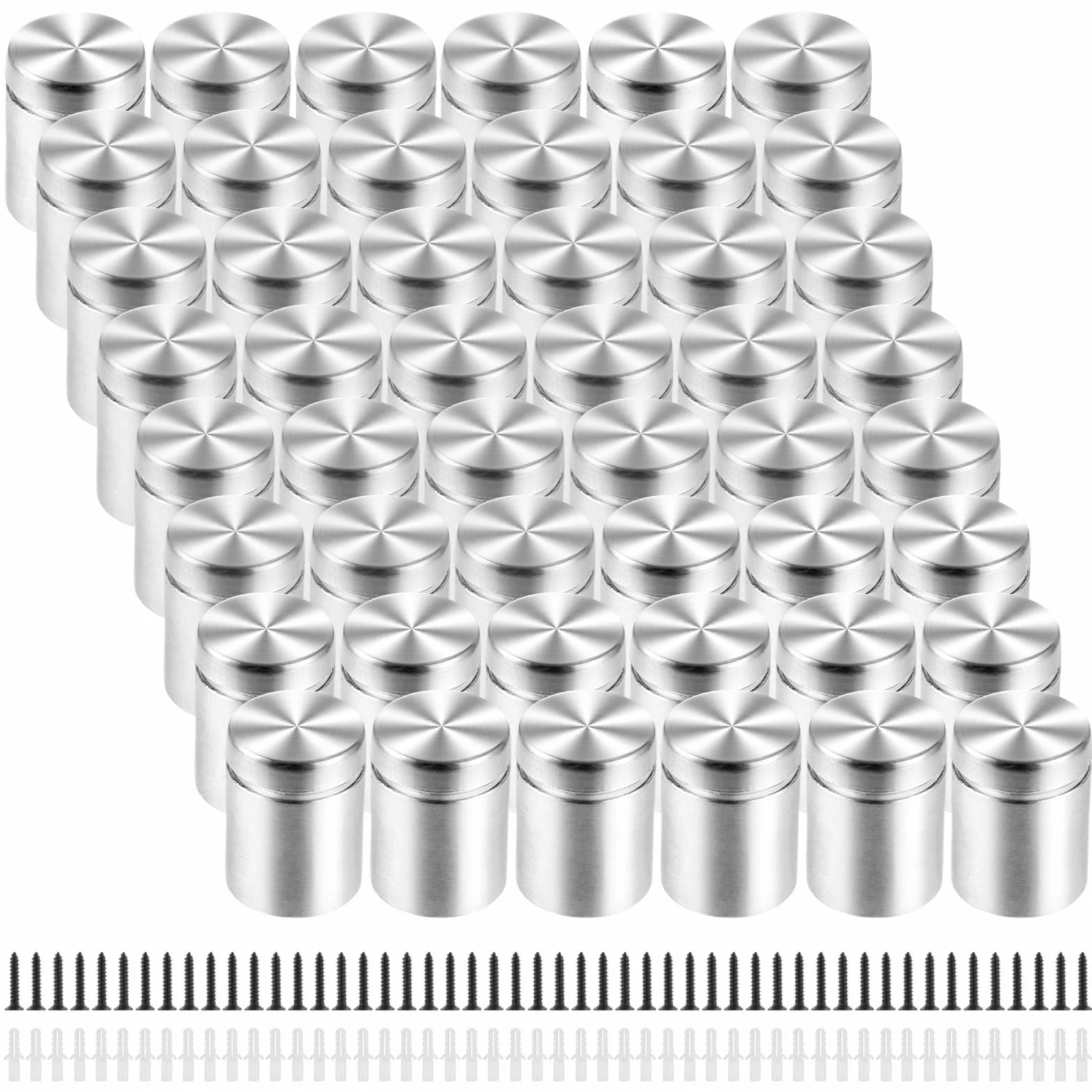 APACALI 50 separadores de pared de acero inoxidable, plexiglás, 19 x 25 mm, tornillo publicitario, carteles espaciadores, soportes para carteles para montar y fijar cristal, espejo, acrílico, marcos