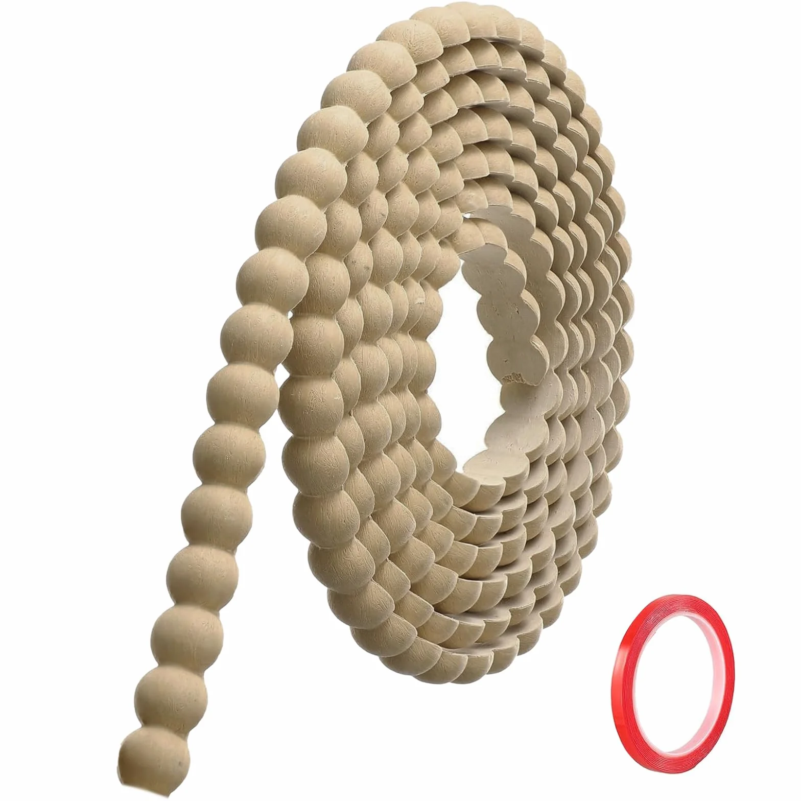 Molduras Decorativas Pared Madera Autoadhesivas PVC Flexibles Pintables con Borde de Perlas 3D (3M x 20mm)