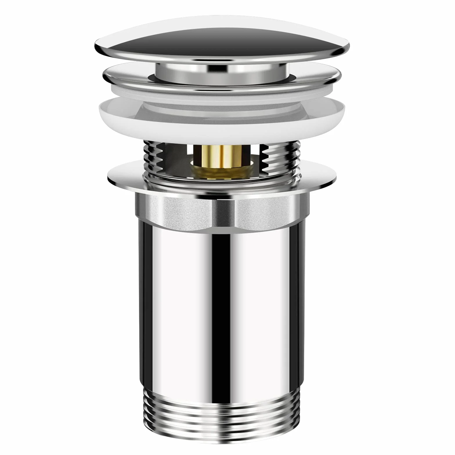 Linkax Tapón Universal G1 1/4" Click Clack Desagüe Lavabo Válvula Baño Inodoro Rebosadero Plata 41-53mm