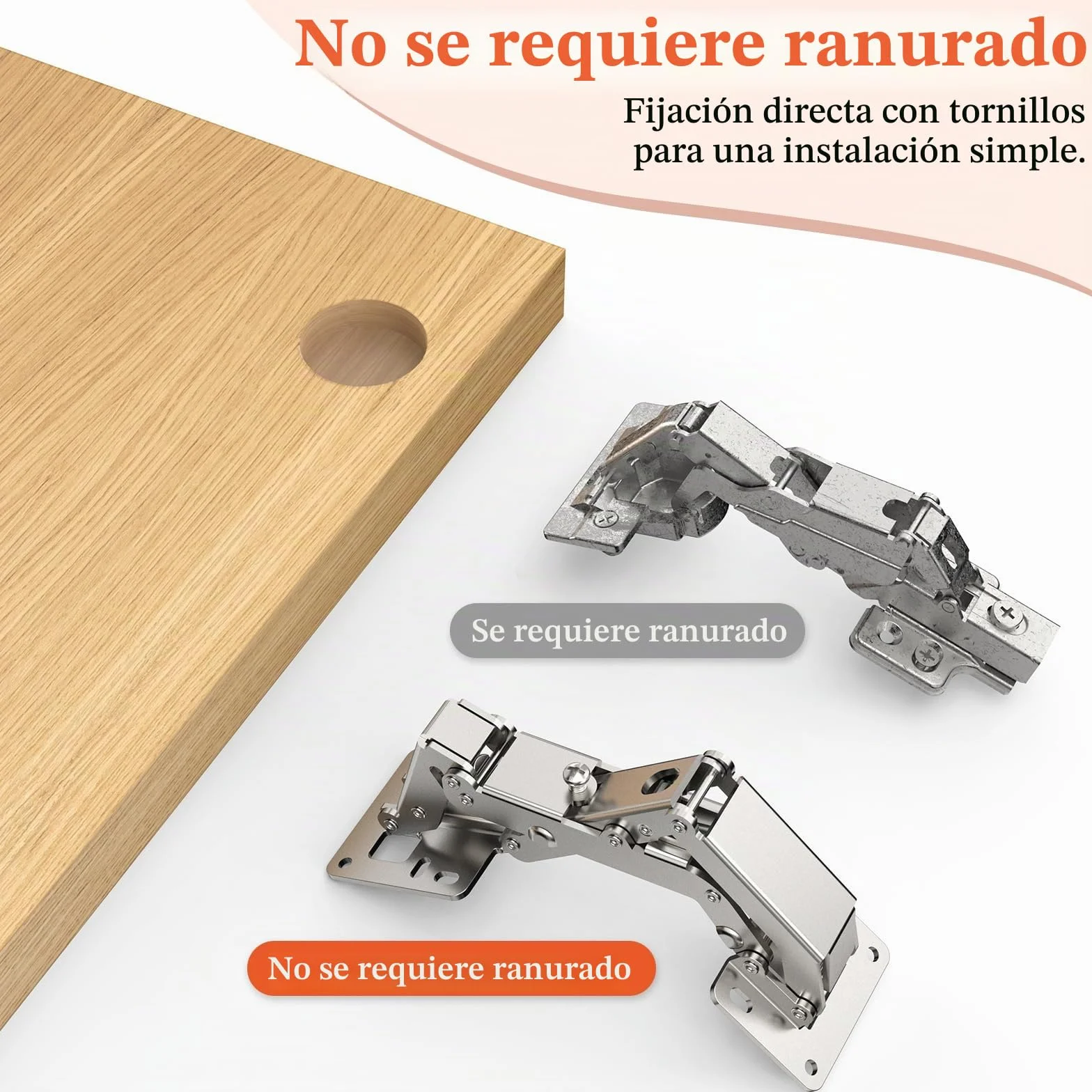 Furniware bisagras de cierre suave 170 grados para puertas de armarios, ocultas con amortiguador