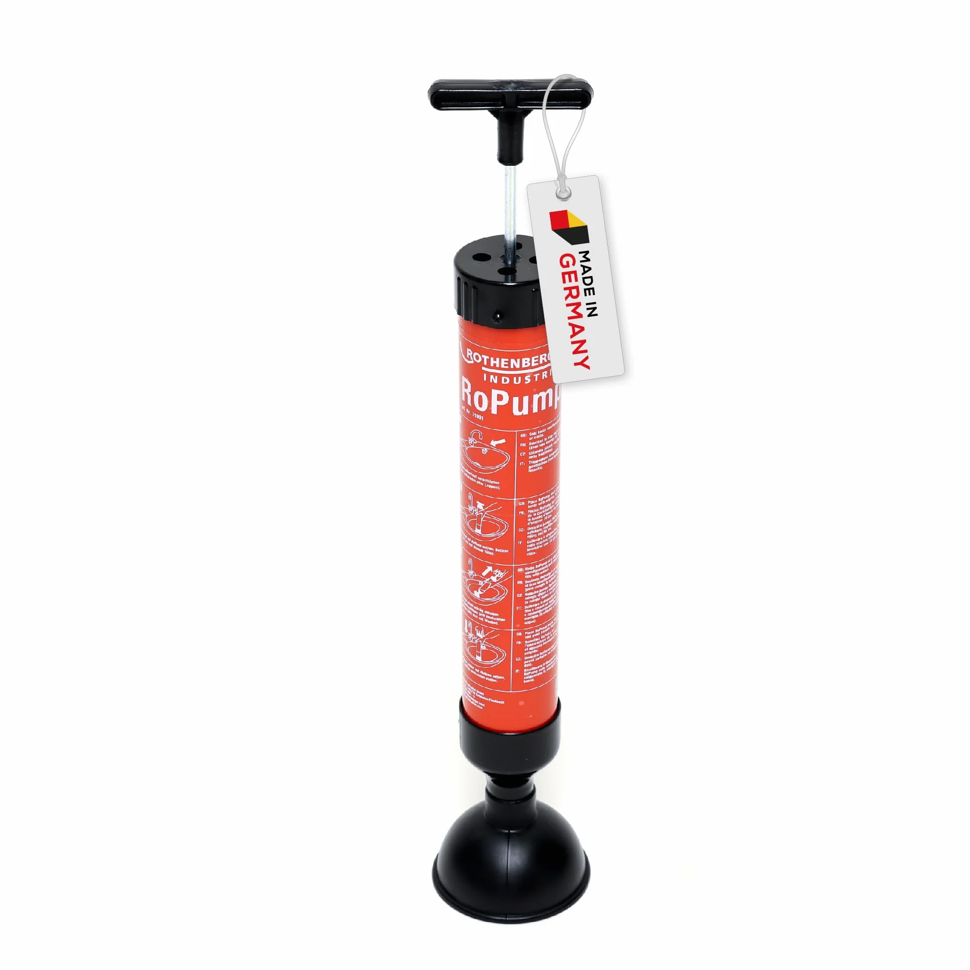 ROTHENBERGER Industrial Limpiador de succión y presión RoPump, limpiador de desagües para eliminar obstrucciones en tuberías en el área del sifón y el desagüe, perfecto para uso doméstico
