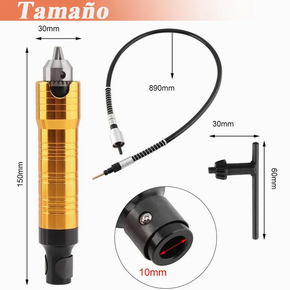 Treki Eje Flexible del Cable de Extensión de Amoladora Eléctrica con Mandril de 0.3-6.5 mm Eje Flexible para Taladro Extensión Accesorios para Herramientas Rotativa
