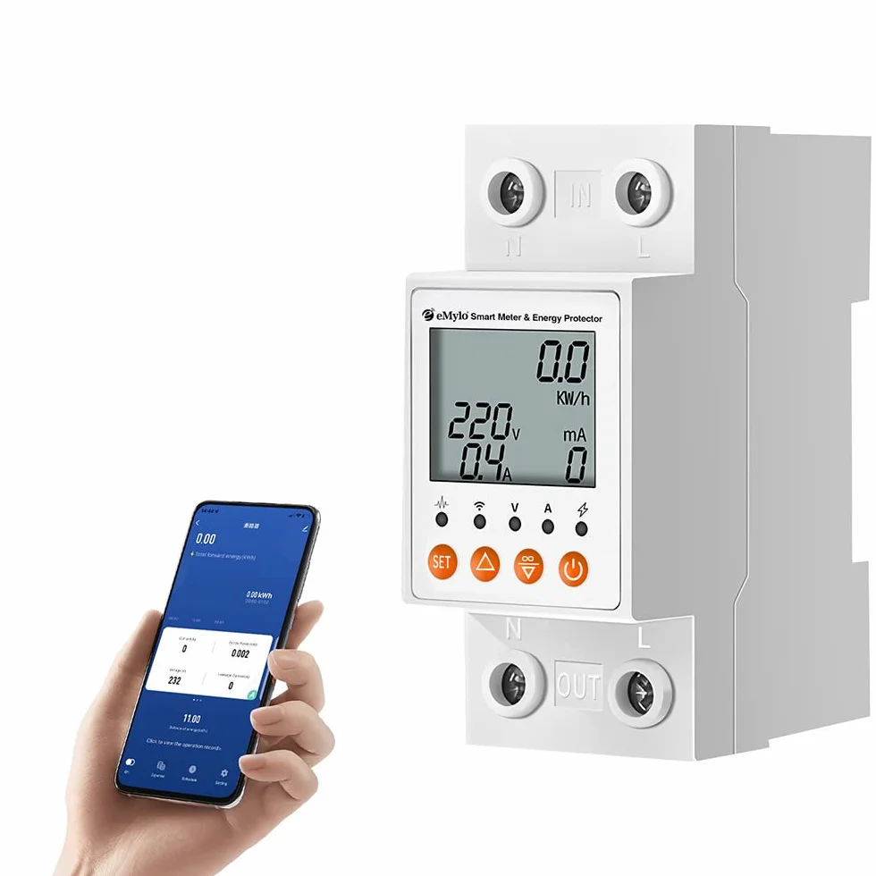 Yasorn Medidor de Energía Wi‑Fi Monofásico 63A 80‑400V, Monitor Inteligente de Consumo, Control Remoto vía App Smart Life/Tuya, Protección contra Sobretensión y Fugas, Compatible con Alexa & Google