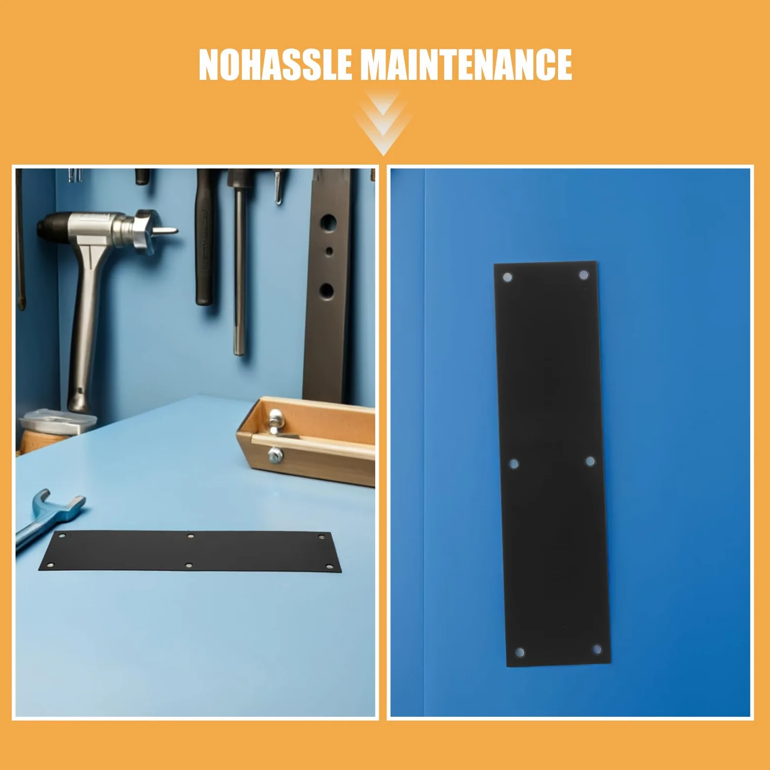 iplusmile Protector de Puerta de Acero Inoxidable 75 X 289 Mm, Placa Protectora Metálica Negra 2 Unidades, Resistente a Impactos y Arañazos, para Protección Inferior en Entradas de Hogar