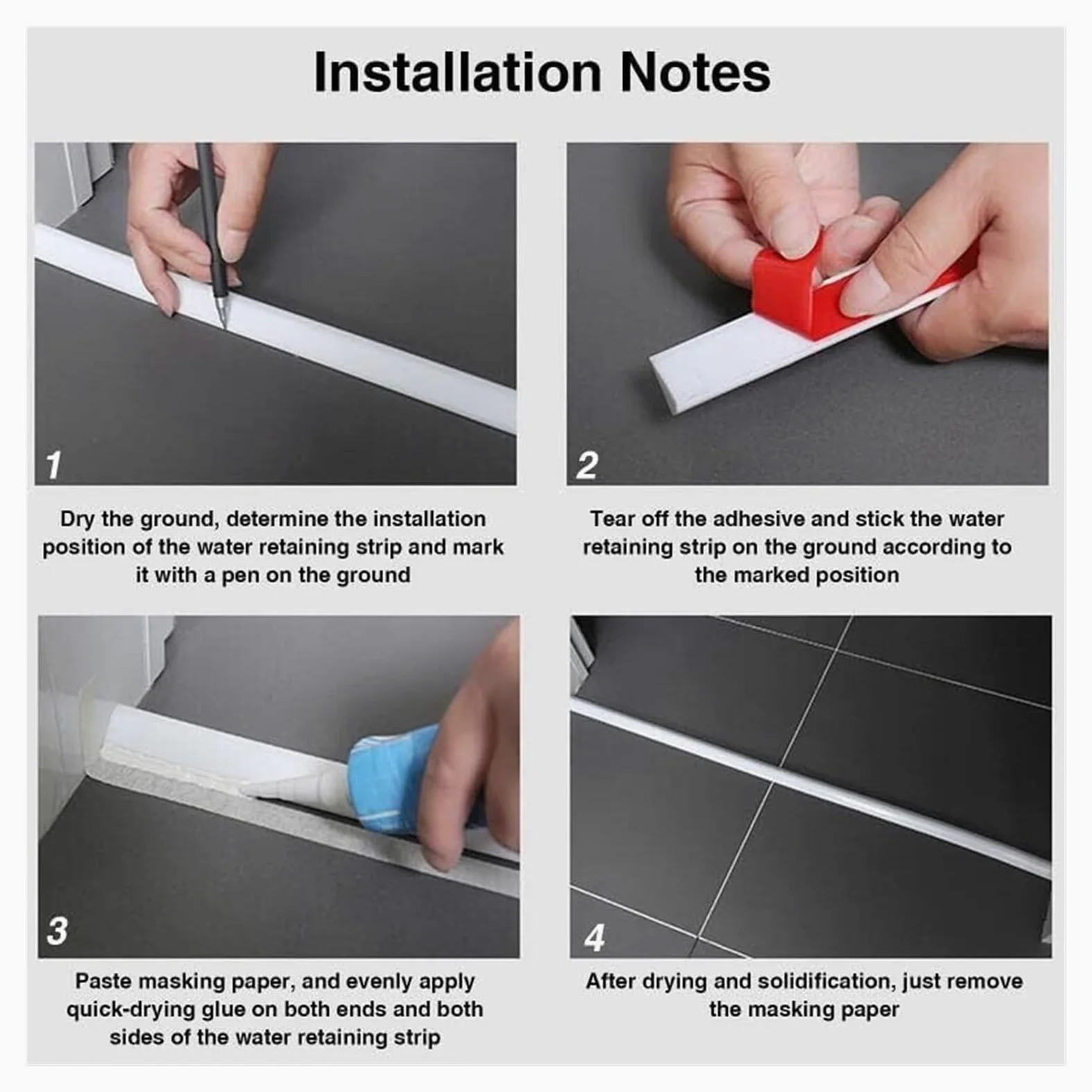 Tira de sellado de agua para umbral de ducha, silicona impermeable para una prevención eficaz de fugas en baños y zonas húmedas
