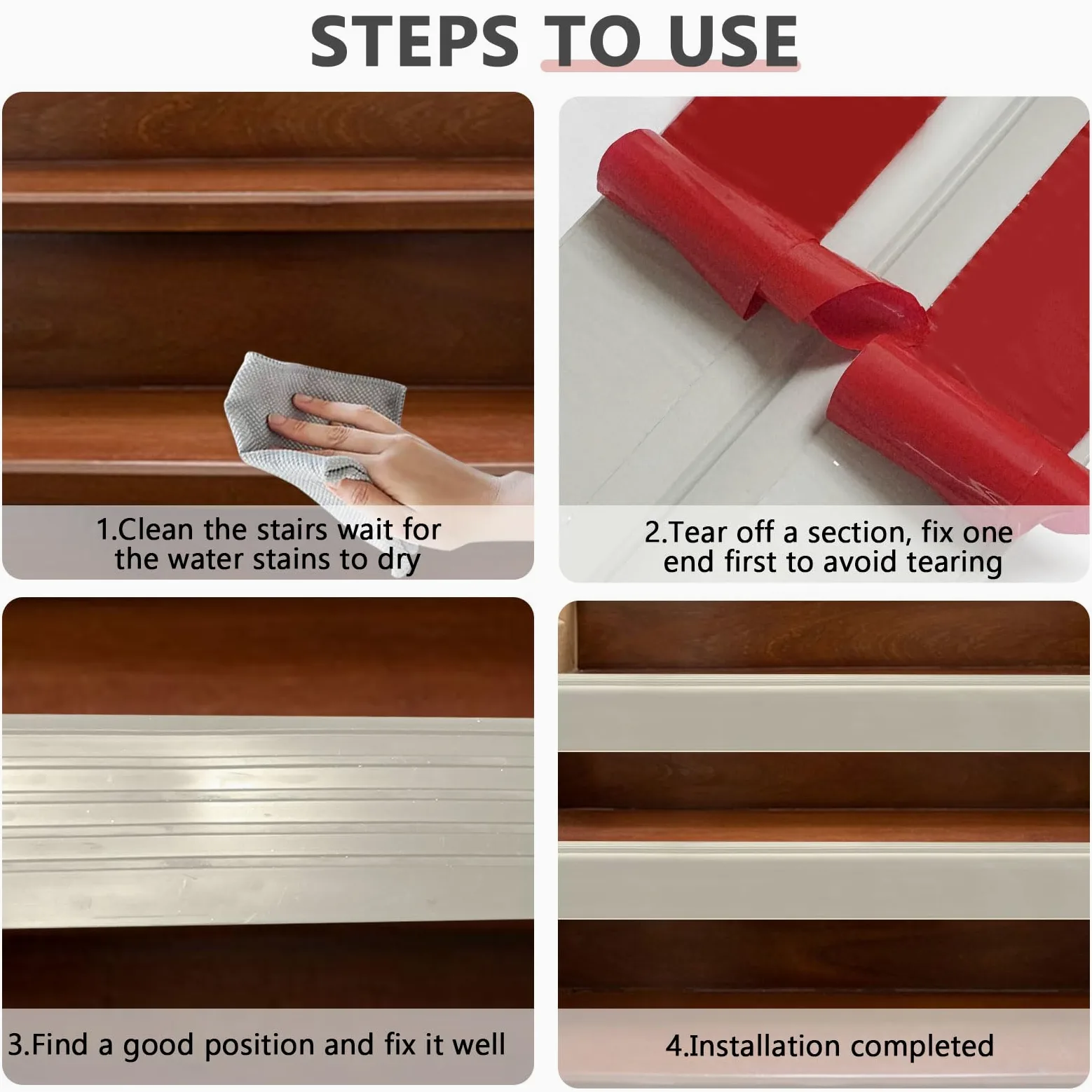Perfil de borde de escalera autoadhesivo, 500x9.5cm de PVC, perfil de protección para escaleras, antideslizante, impermeable, en forma de L, para exteriores e interiores