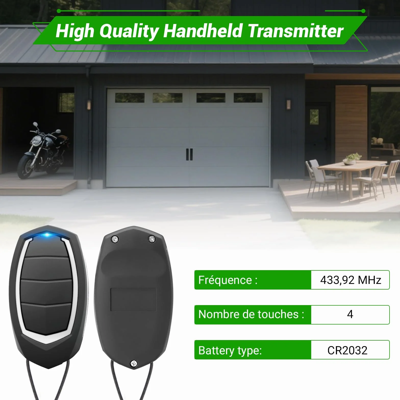 Mando a Distancia para Puerta de Garaje Automática – Compatible únicamente con sistemas de Motorline Falk MX4SP – 4 Canales, Código Dinámico Rolling Code, Frecuencia 433,92 MHz (Pack de 3)