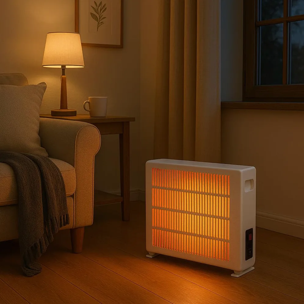 Calefacción eléctrica de 500 W, calefacción convectora con ruedas de suelo, dispositivo eléctrico silencioso, de pie, radiador con termostato