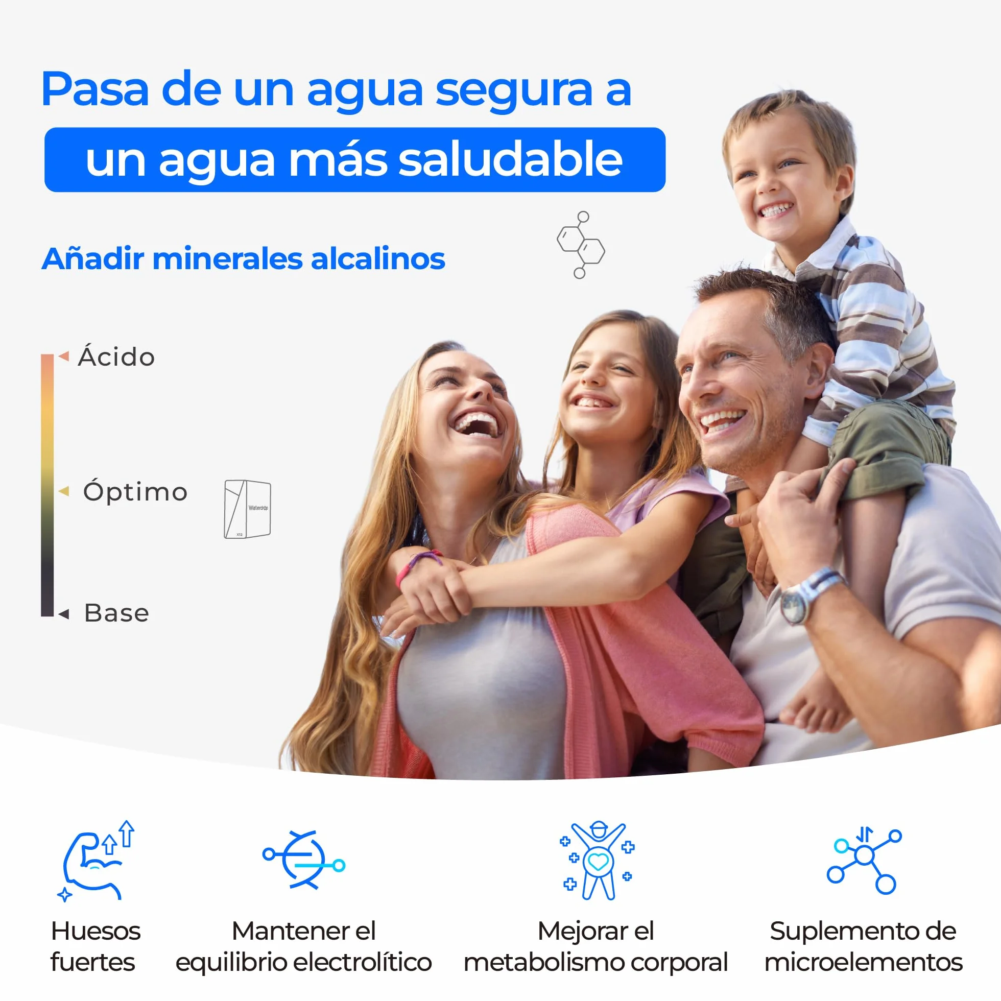 Waterdrop X12 Mineral Alcalino pH+ Ósmosis Inversa Sistema, NSF/ANSI 58&372 Certificado, 1200 GPD Flujo Rápido, Filtración 11 Etapas, 3:1 Pura a Drenaje, Libre de BPA
