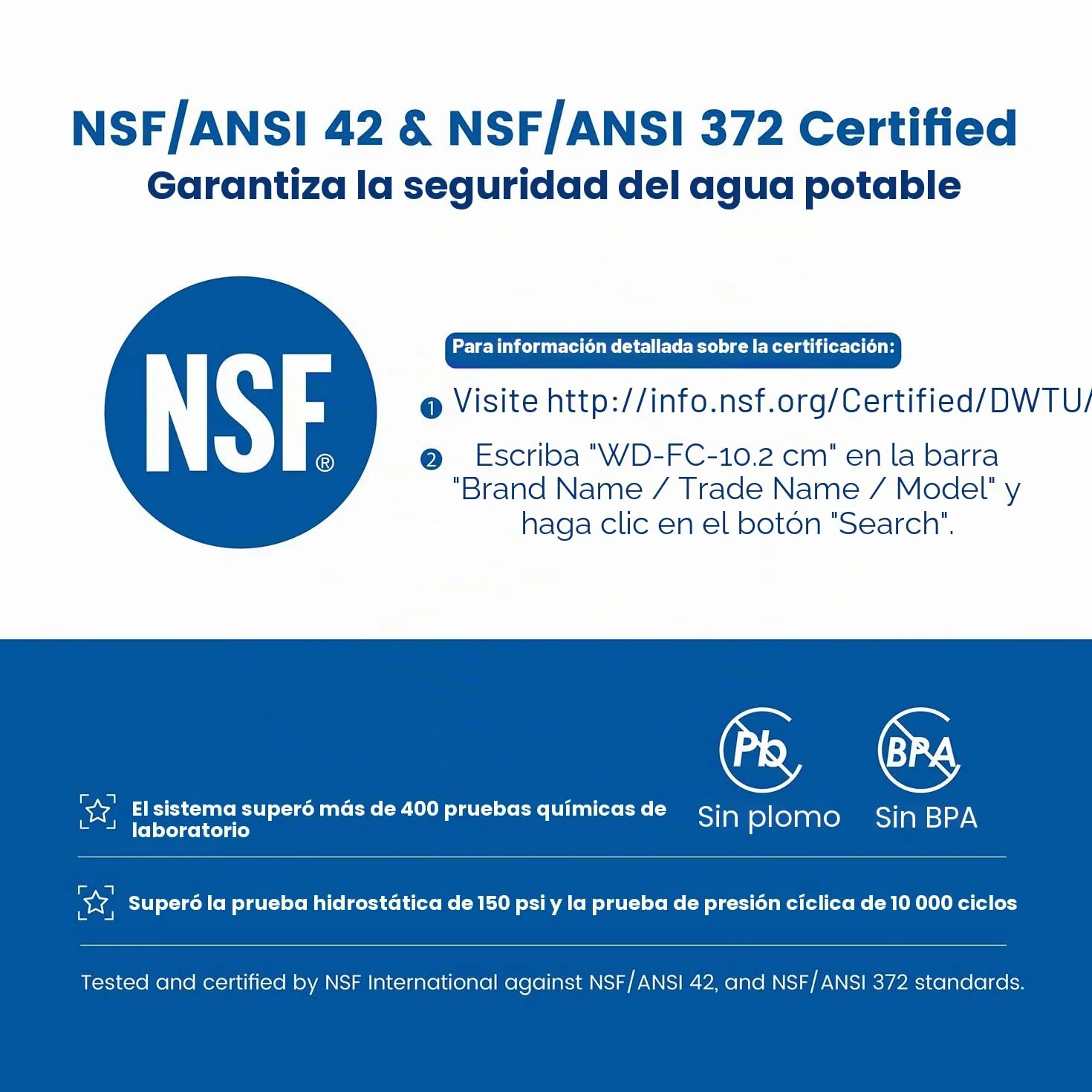 Waterdrop WD-FC-04 NSF Certificada Filtro de Agua Para Grifo con Material Ultra Adsortivo, Elimina Cloro, Plomo, Harina y Más, Compatible con Grifos Estándar (1 Filtro Incluido)