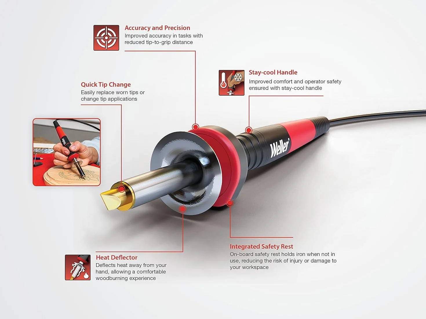 Weller WLIWBK2523C Kit De Pirograbado De Weller De 15 Piezas Con La Mayor Seguridad Y Comodidad Eu 25w/230v