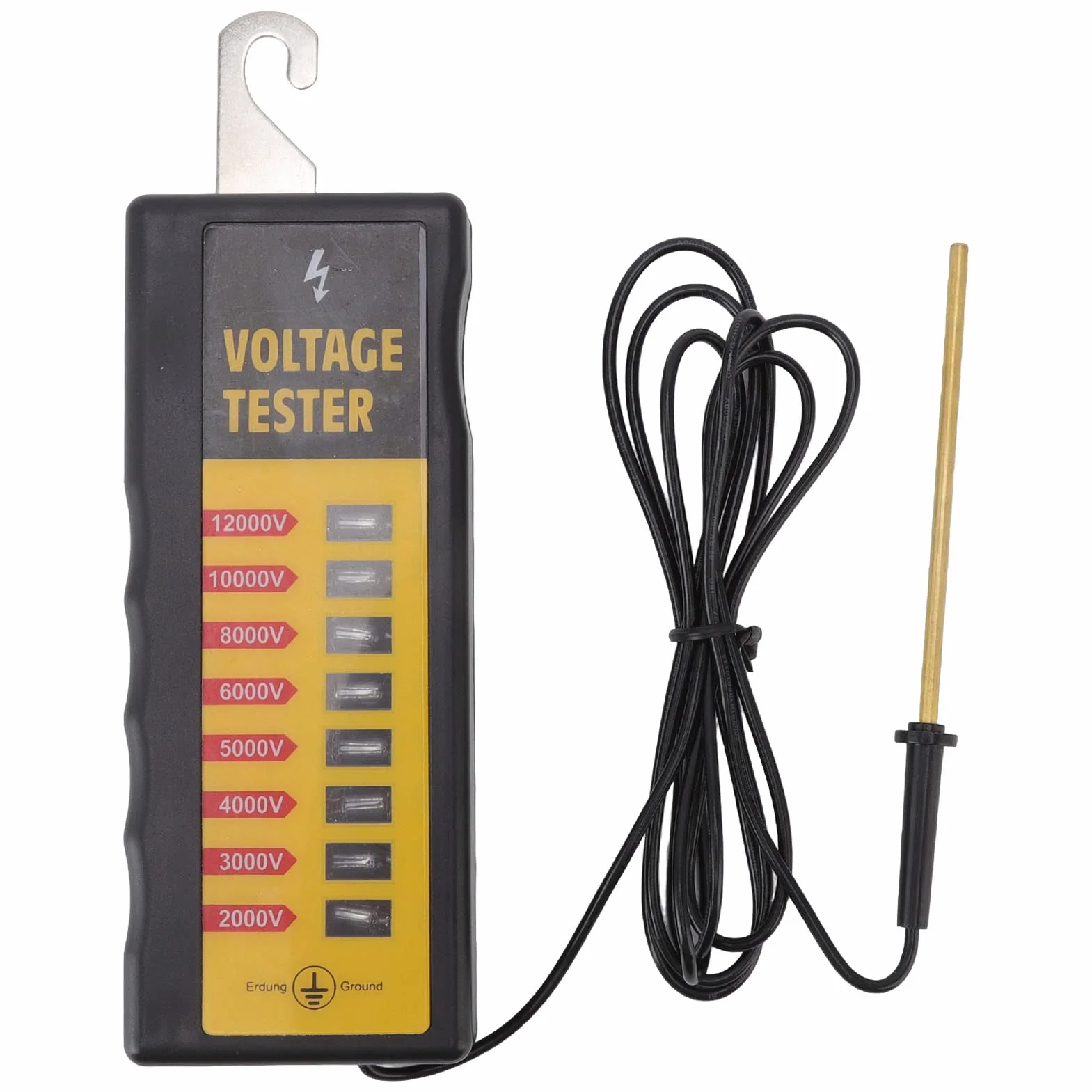 Detector de Fallas de Cerca, Probador de Voltaje de Cerca Eléctrica Portátil Resistente Al Agua con 8 Luces de Neón Máximo 12 KV para Caballos para Granjas