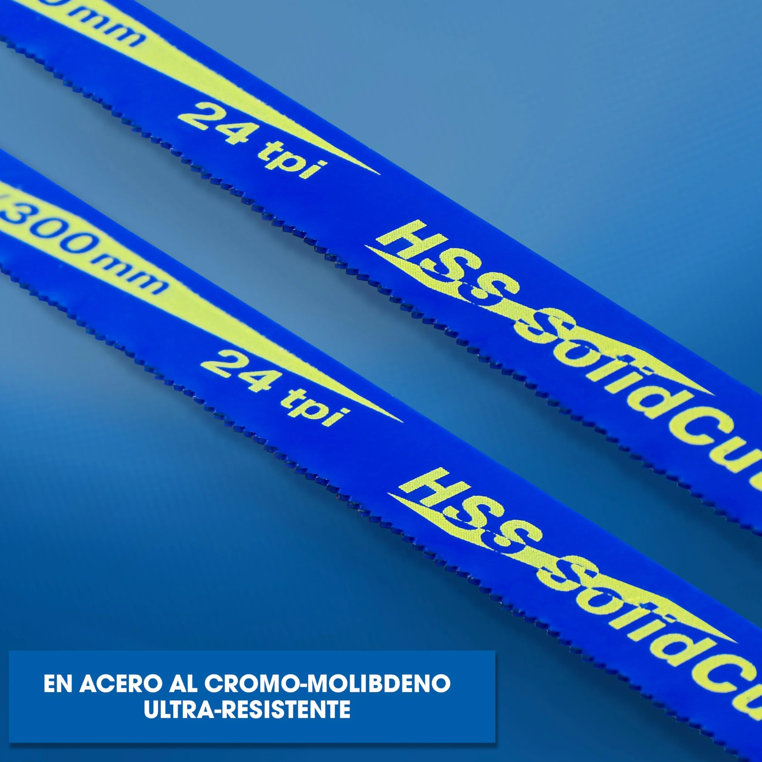S&R Juego de sierra para metales (300 mm, 5 piezas, con 4 hojas de sierra de alto rendimiento, fabricado en Alemania, sierra de mano, sierra de metal, molibdeno bimetal 18/24 TPI)