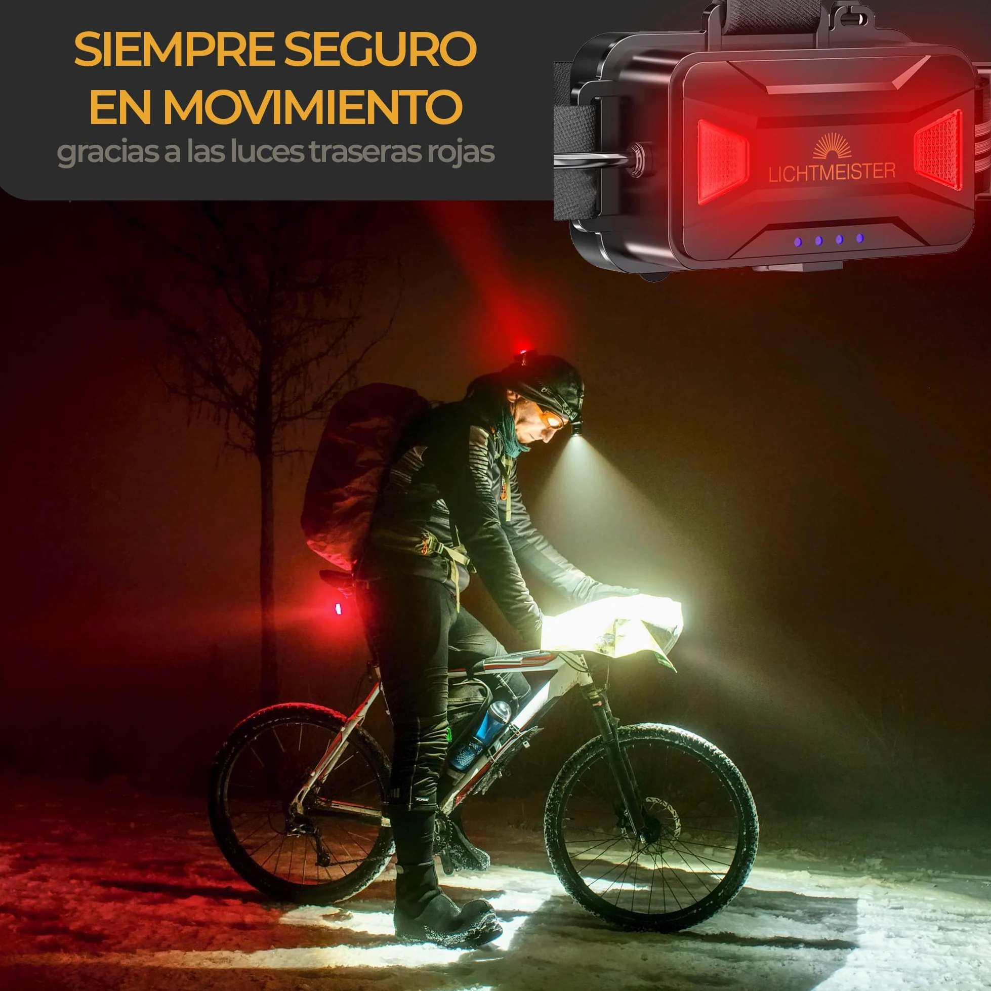 LICHTMEISTER® Linterna (1000 lúmenes, batería de 4000 mAh) – Flash LED alta potencia - Linterna potente recargable y extremadamente brillante (Lámpara de cabeza)
