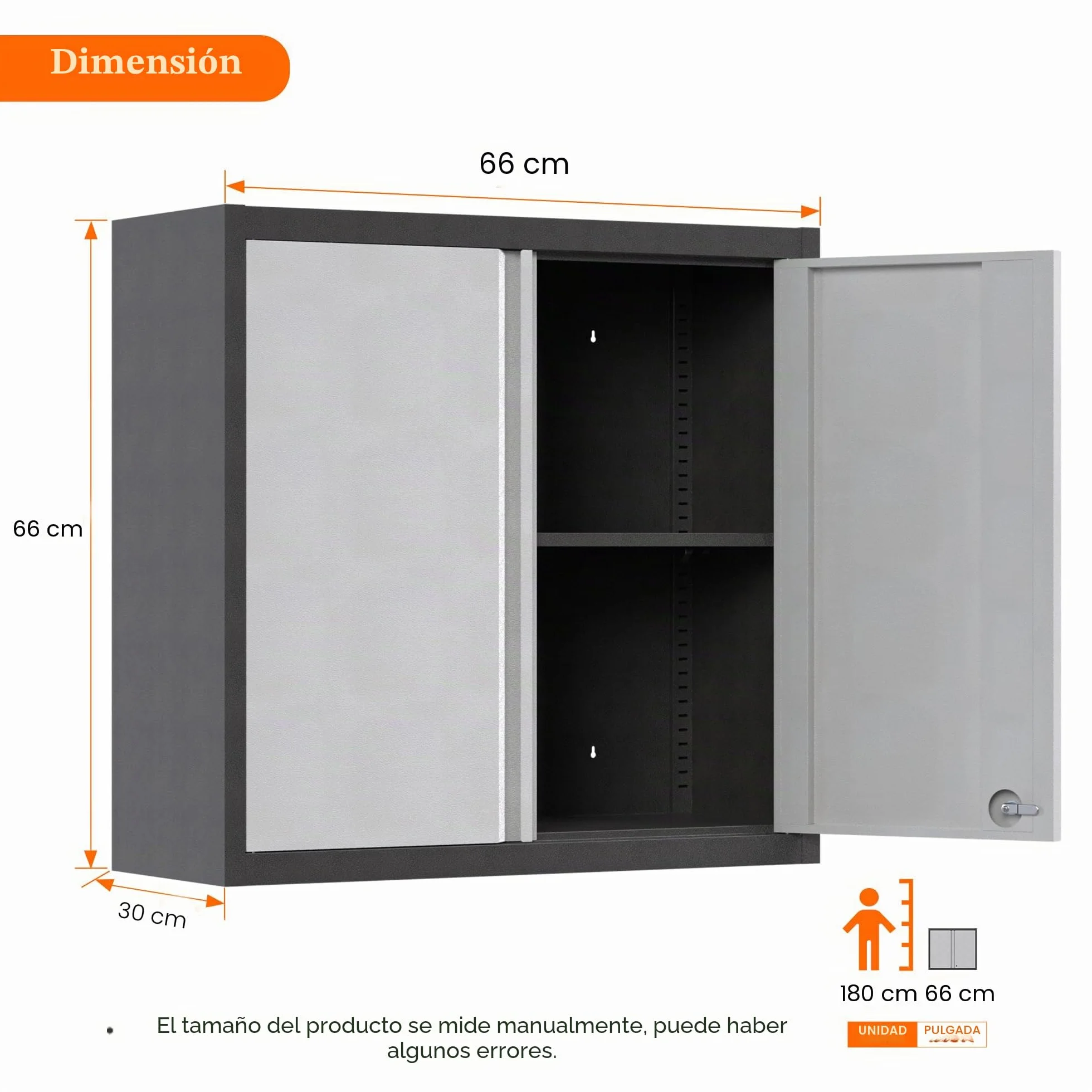 SUPEER Armario colgante de metal con cerradura 66x66x30 cm para herramientas